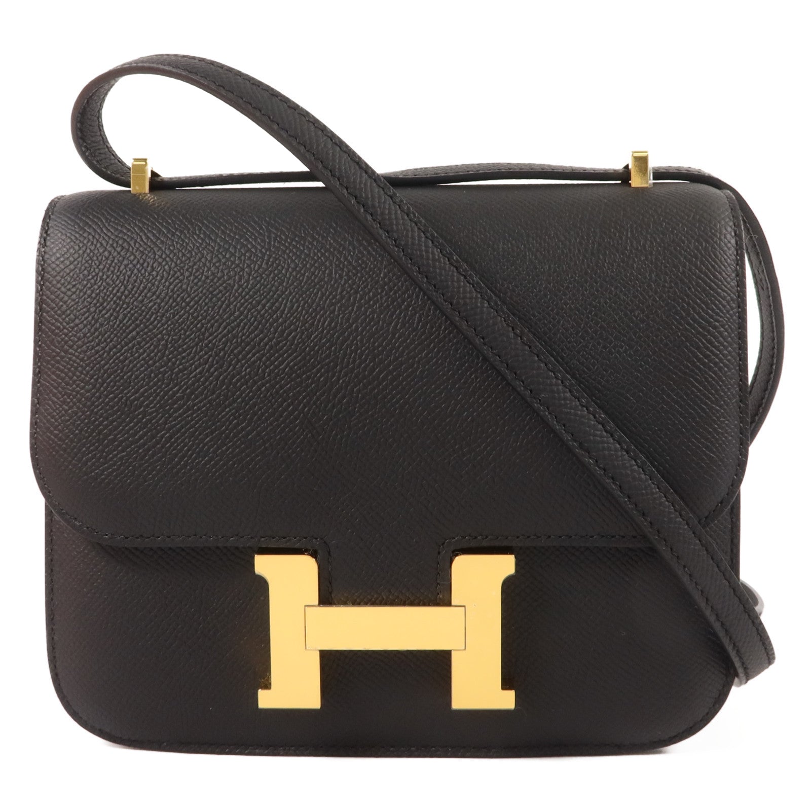 HERMES Epsom皮革Constance Mini肩背袋Noir