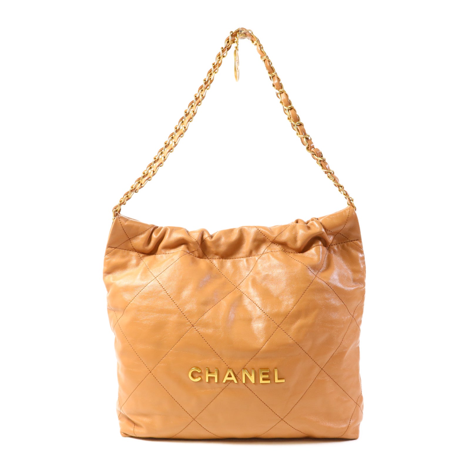 CHANEL 牛皮皮革Chanel 22金扣鏈帶肩背袋