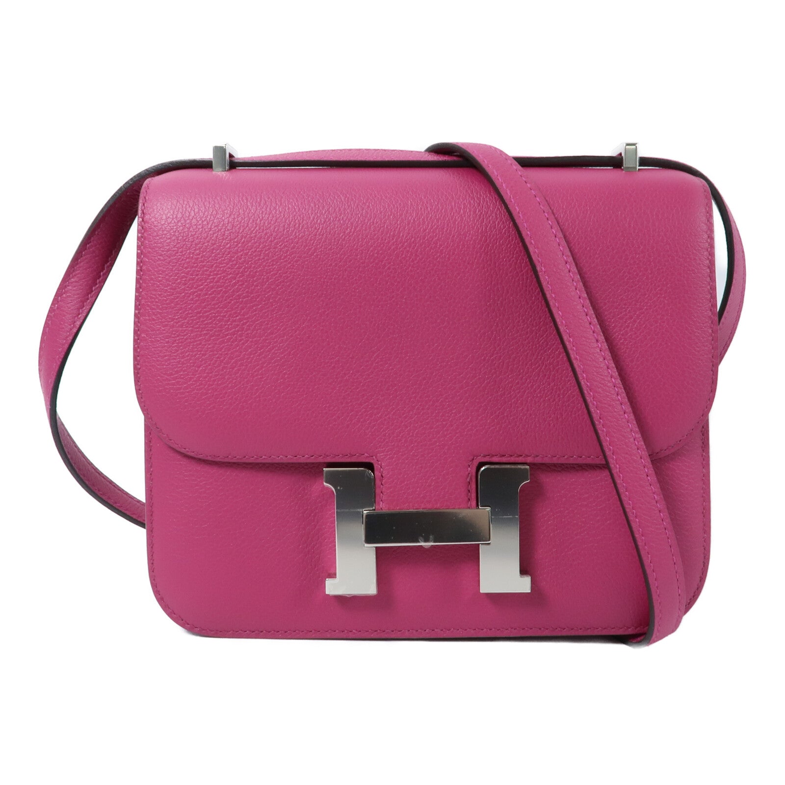 HERMES Evercolor皮革Constance Mini肩背袋Rose Pourpre