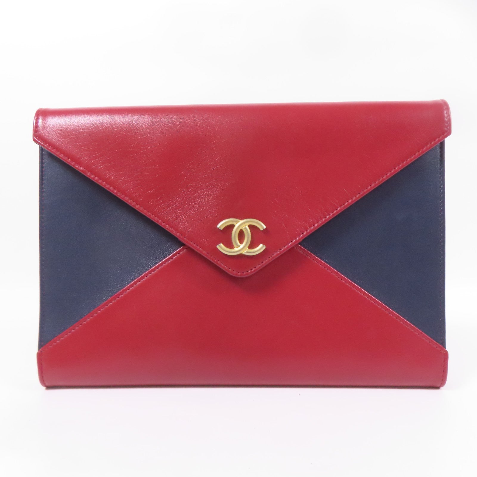 CHANEL 皮革Clutch Bag金扣手拿包