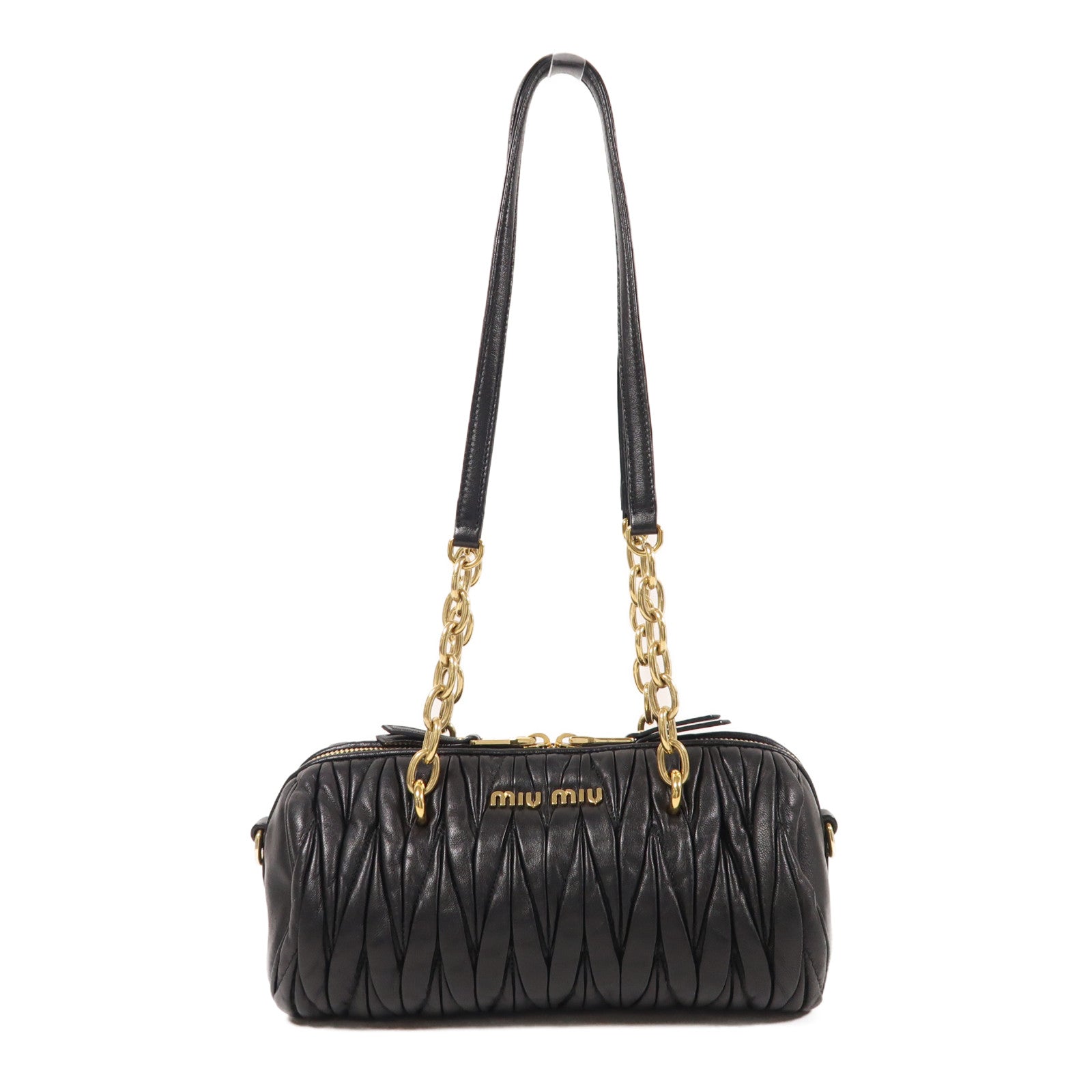 Miu Miu 羊皮皮革Chain Shoulder金扣鏈帶肩背袋