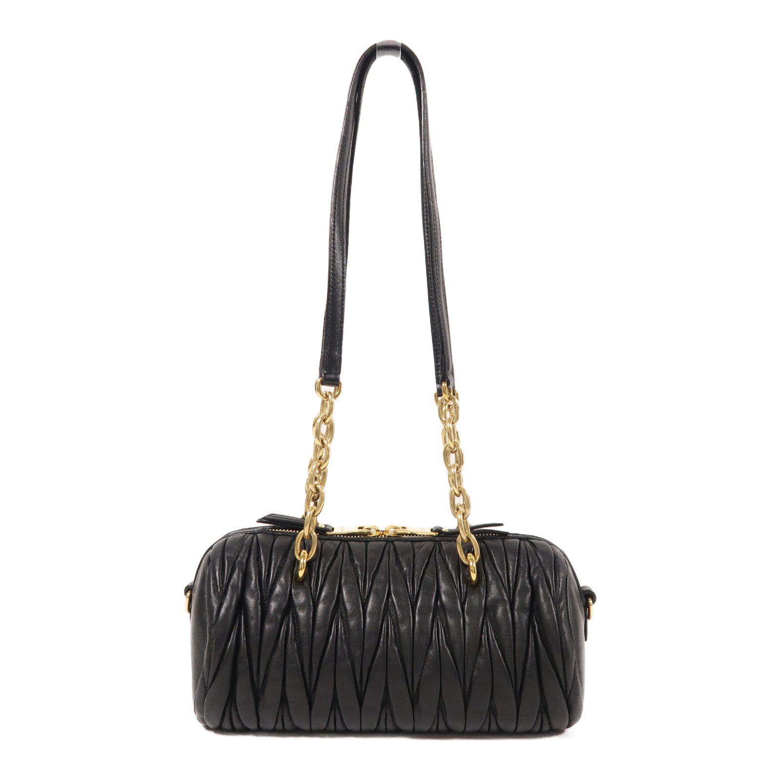 Miu Miu 羊皮皮革Chain Shoulder金扣鏈帶肩背袋