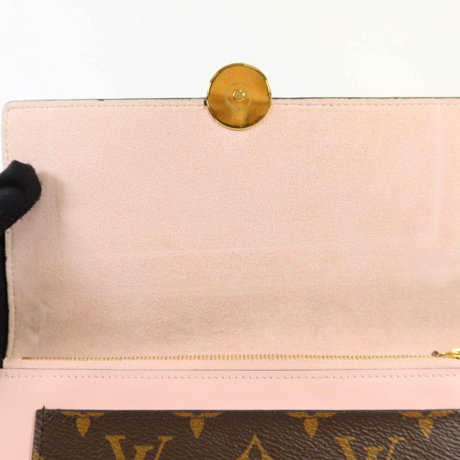 LOUIS VUITTON Monogram Flore Chain Wallet金扣鏈帶肩背袋