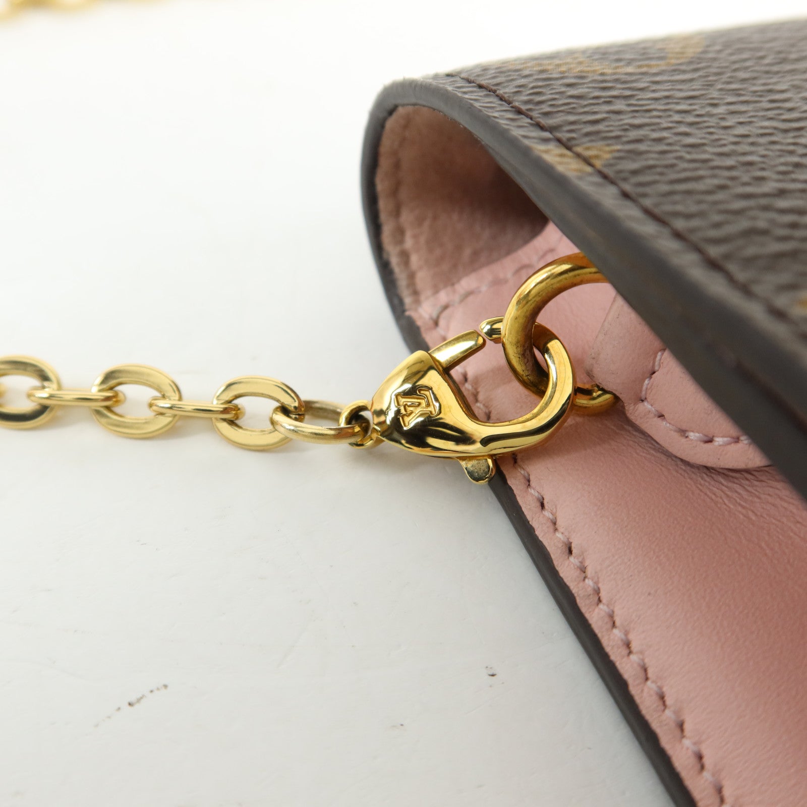LOUIS VUITTON Monogram Flore Chain Wallet金扣鏈帶肩背袋