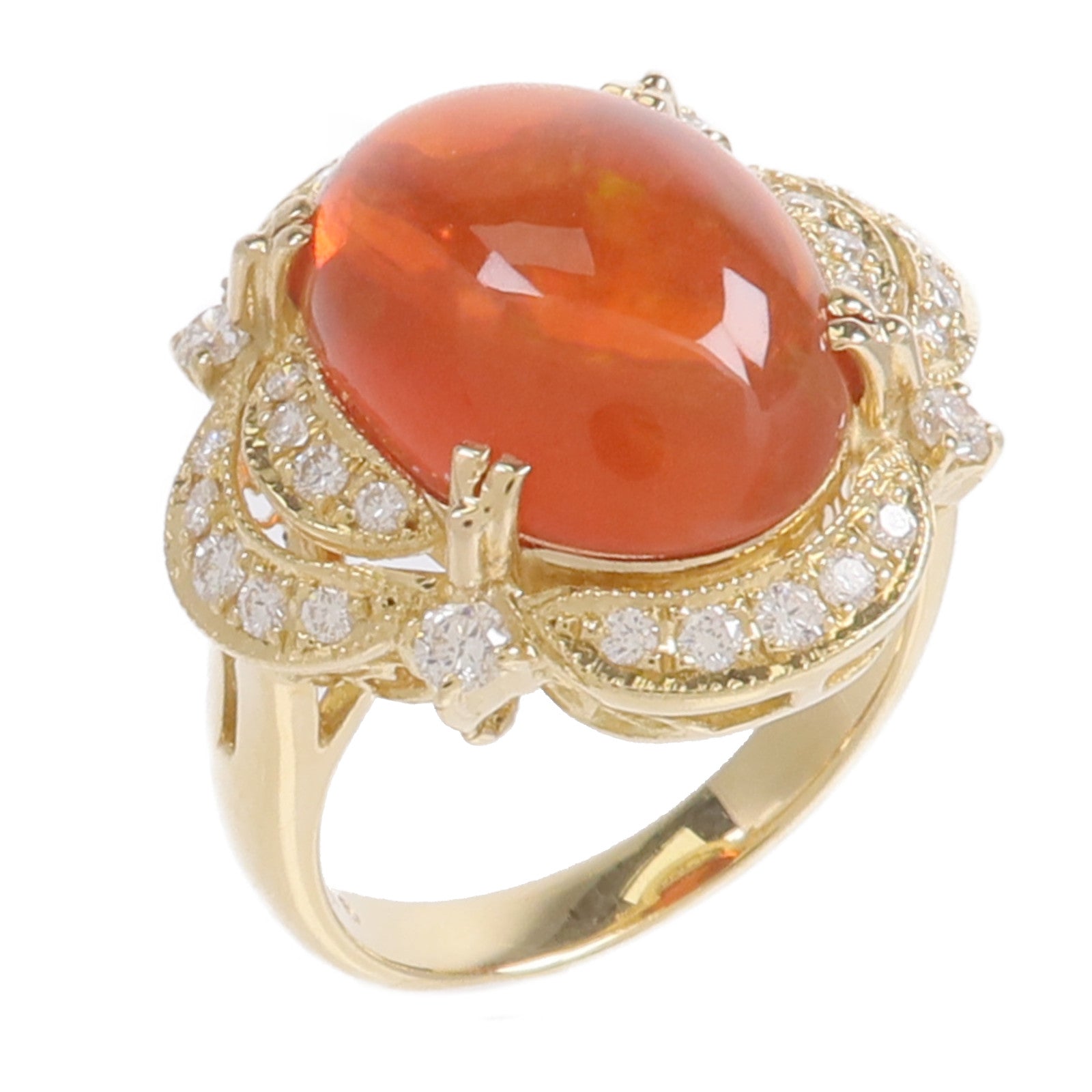JEWELRY 18K黃金Fire Opal Diamond Ring火澳寶鑽石戒指