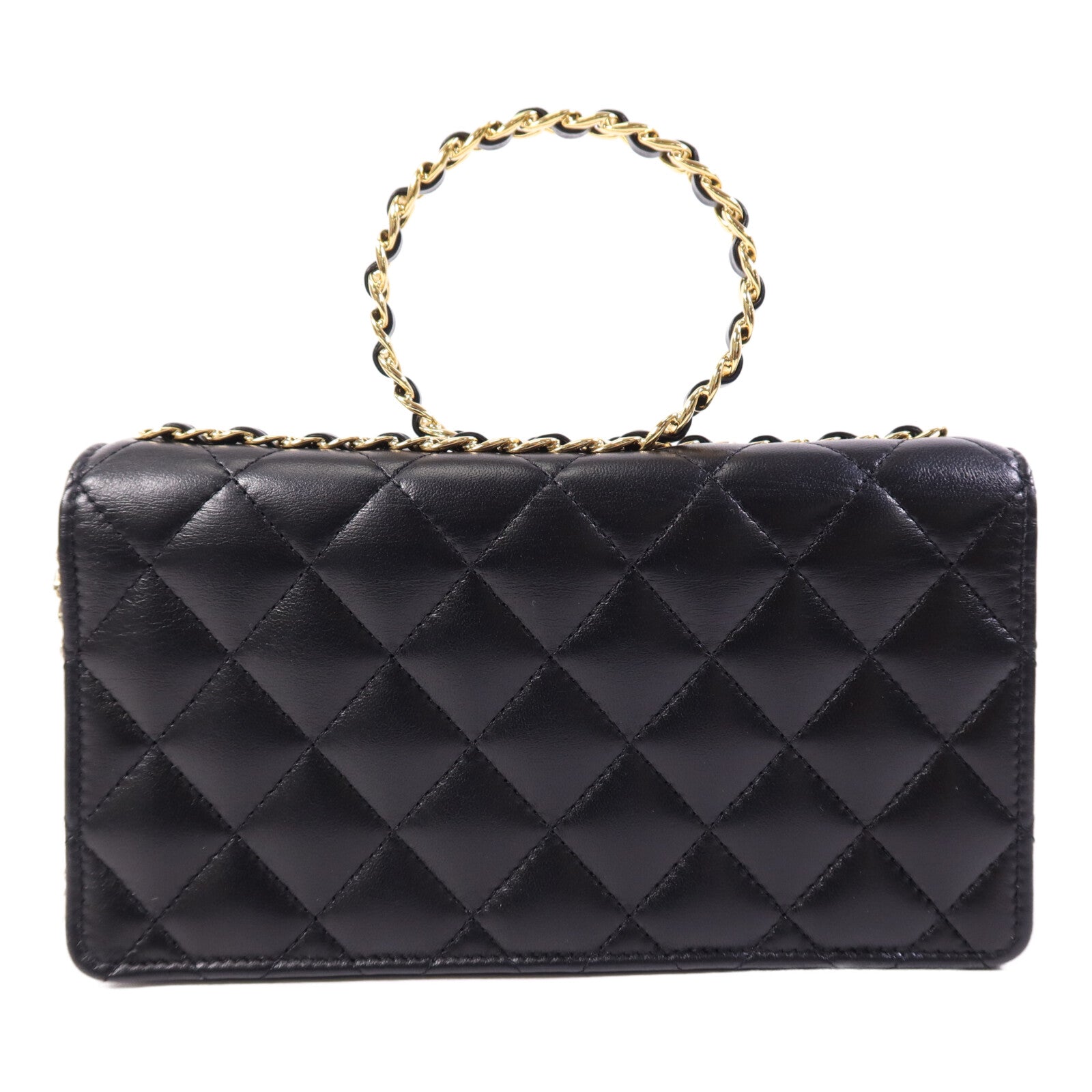 CHANEL 羊皮皮革WOC Wallet On Chain Handle金扣鏈帶手挽肩背兩用袋