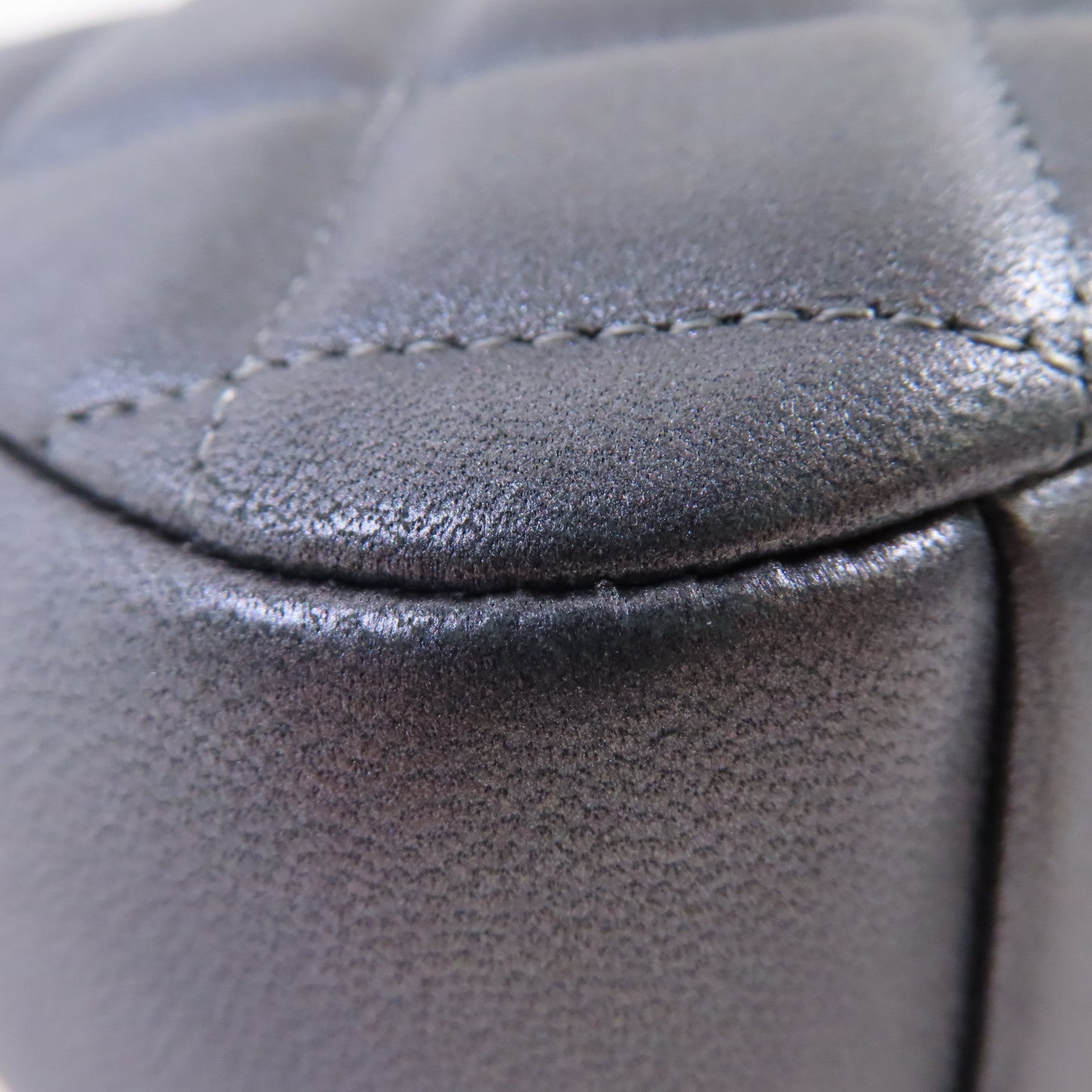 CHANEL 【激減優惠】菱格牛皮皮革Chain Shoulder Bag銀扣鏈帶肩背袋銀灰色