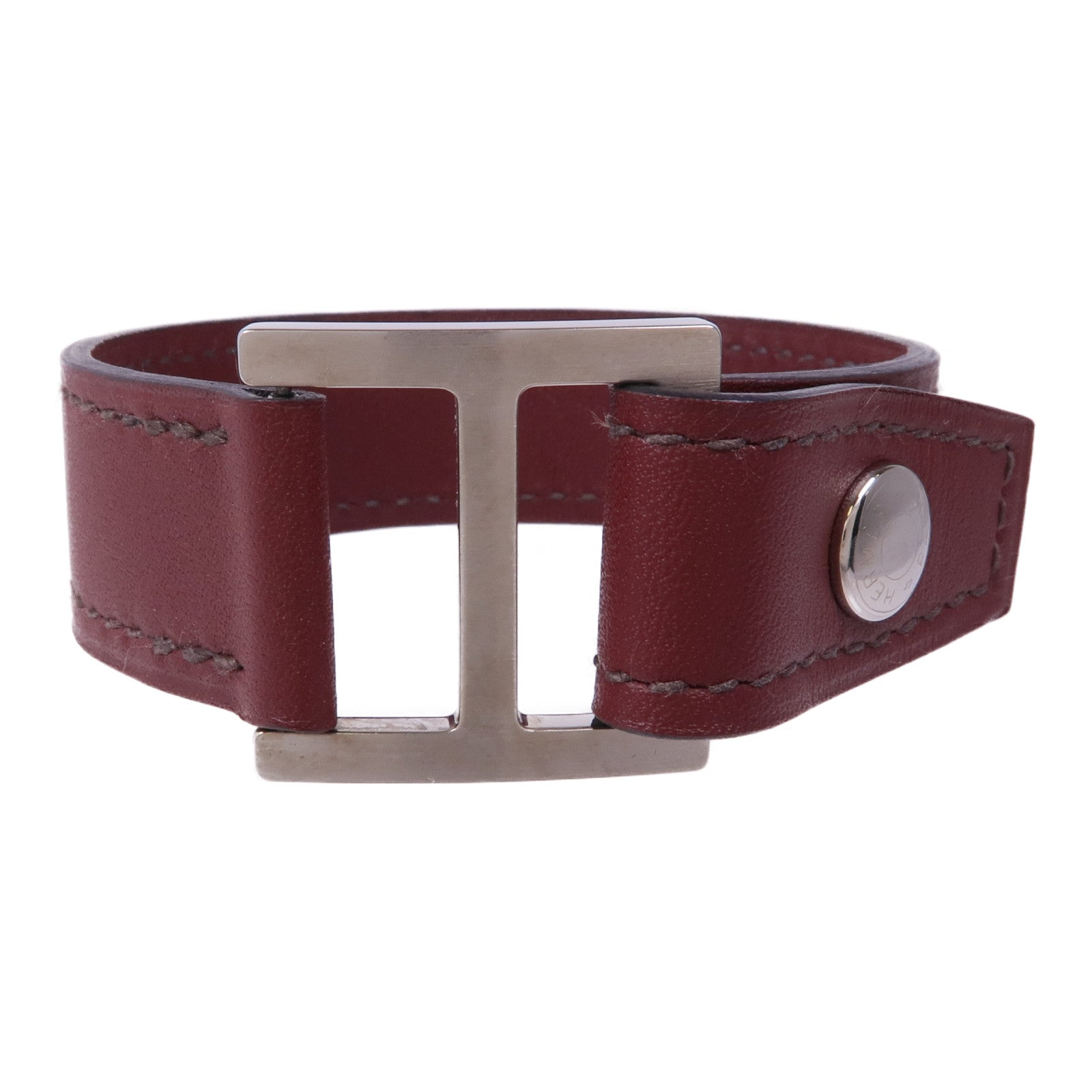 HERMES Swift皮革Bracelet銀扣手帶