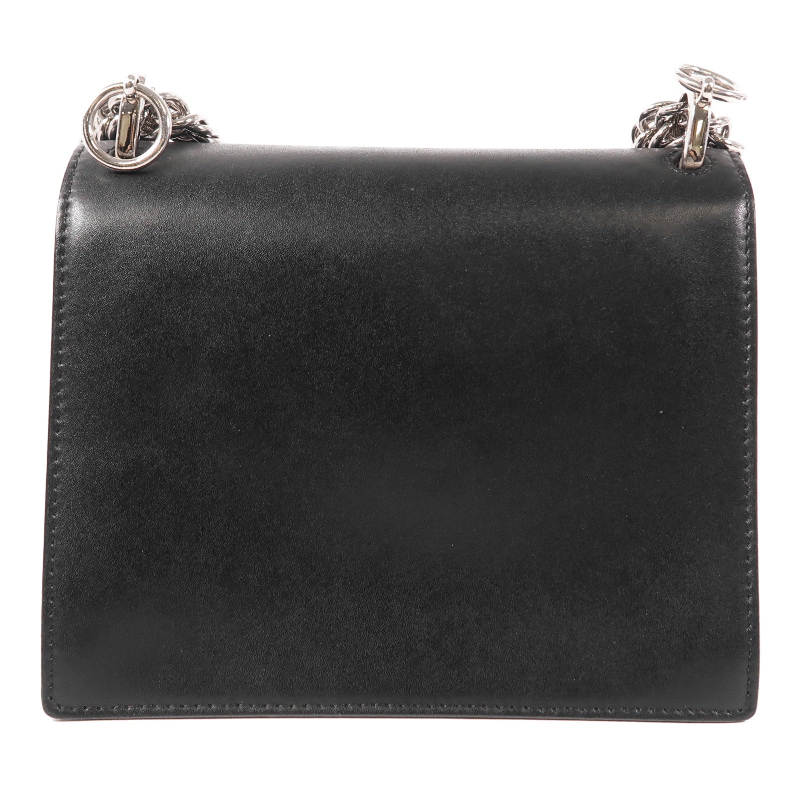 FENDI SHW Kan I Monster Eyes Chain Shoulder Bag 8M381.2SR Calfskin Leather Black