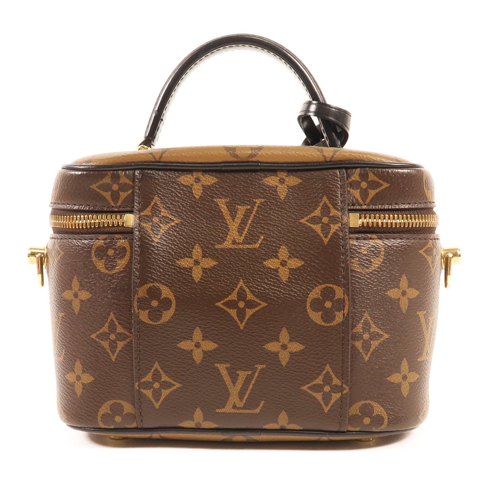 LOUIS VUITTON Monogram Reverse Vanity PM金扣手挽肩背兩用袋棕色