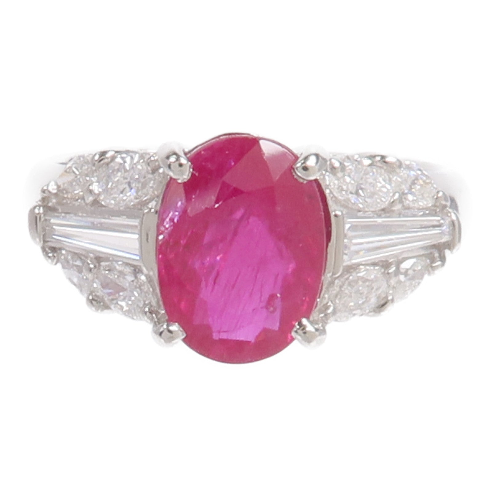 JEWELRY PT900鉑金Ruby Diamond Ring紅寶石/鑽石戒指