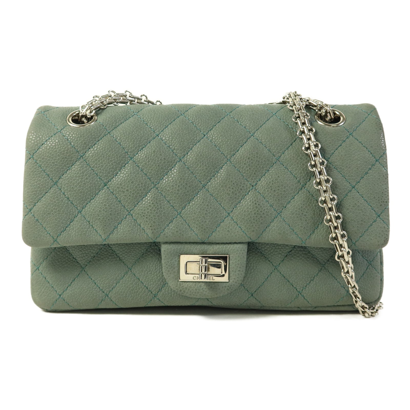 CHANEL 牛皮皮革2.55銀扣鏈帶肩背袋