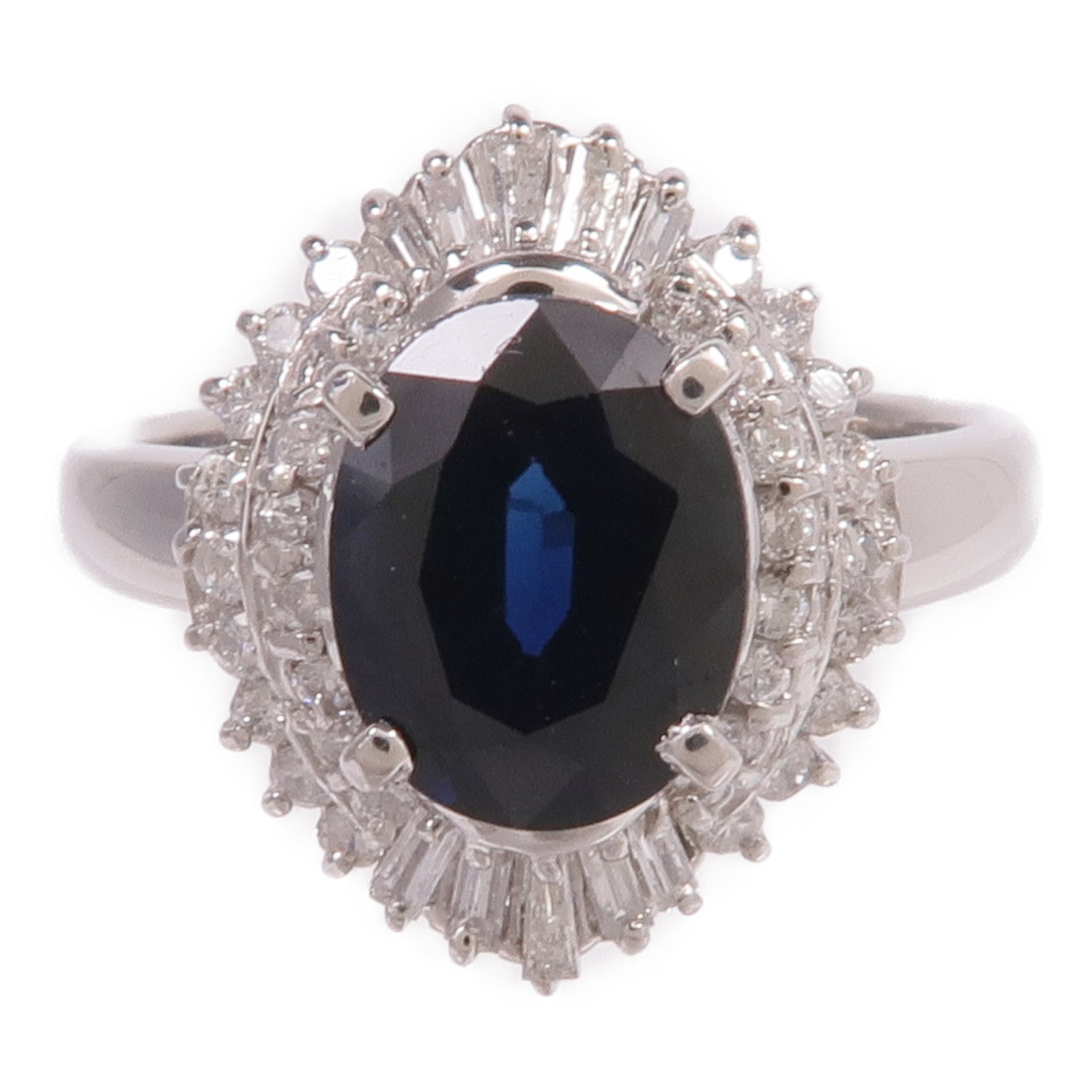 JEWELRY PT900鉑金Sapphire Diamond Ring藍寶石/鑽石戒指US#5.75