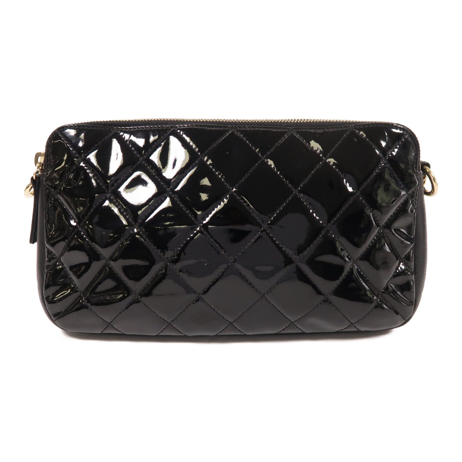 CHANEL 漆皮皮革Chain Shoulder金扣鏈帶肩背袋