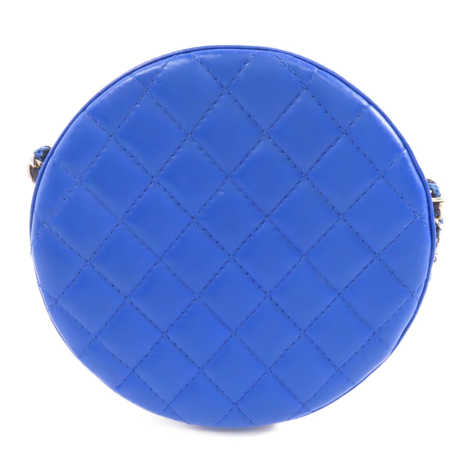 CHANEL 【激減優惠】羊皮皮革Chain Shoulder金扣鏈帶肩背袋深藍色/黑色