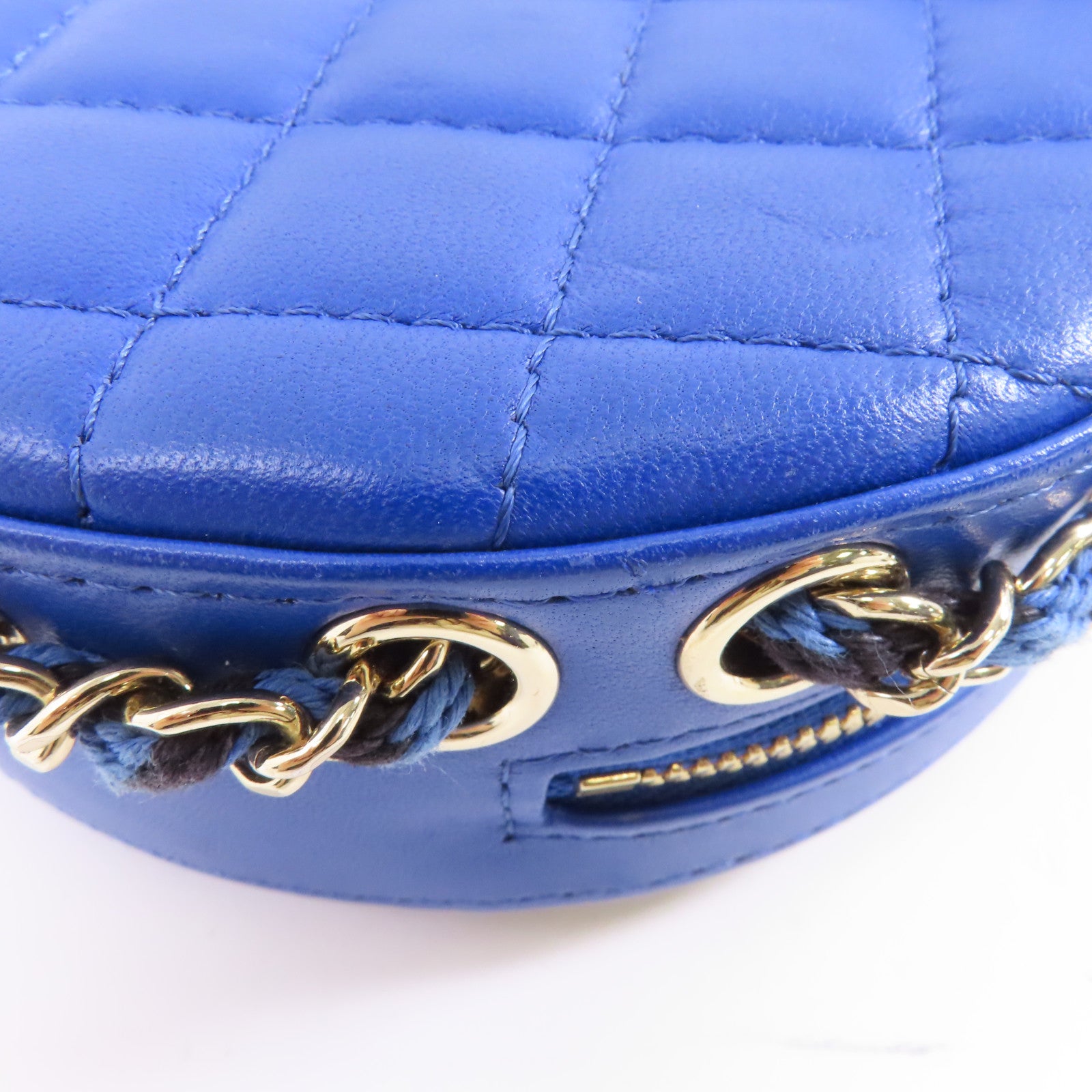 CHANEL 【激減優惠】羊皮皮革Chain Shoulder金扣鏈帶肩背袋深藍色/黑色