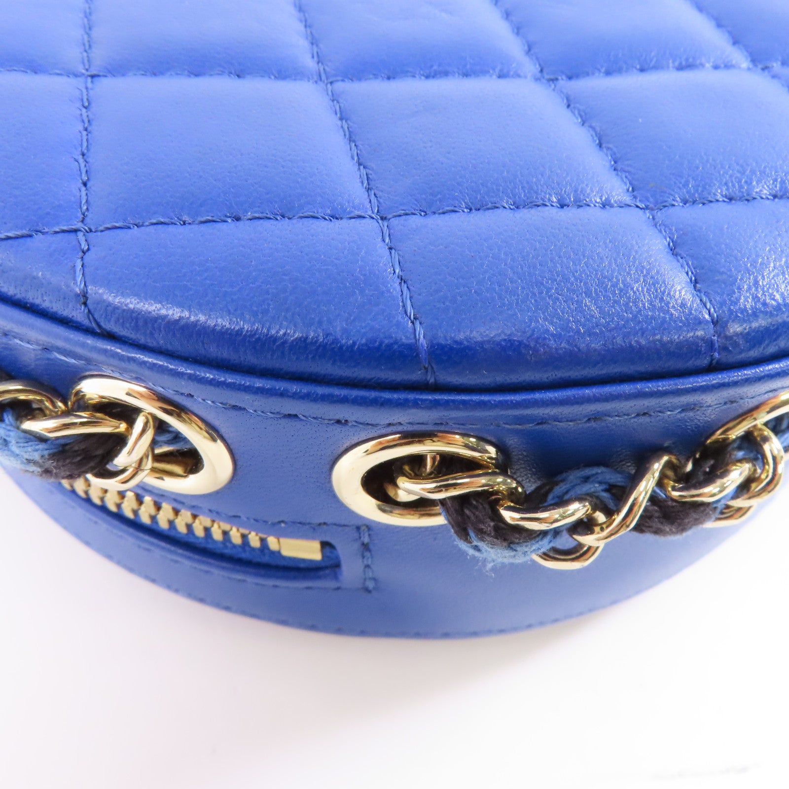 CHANEL 【激減優惠】羊皮皮革Chain Shoulder金扣鏈帶肩背袋深藍色/黑色