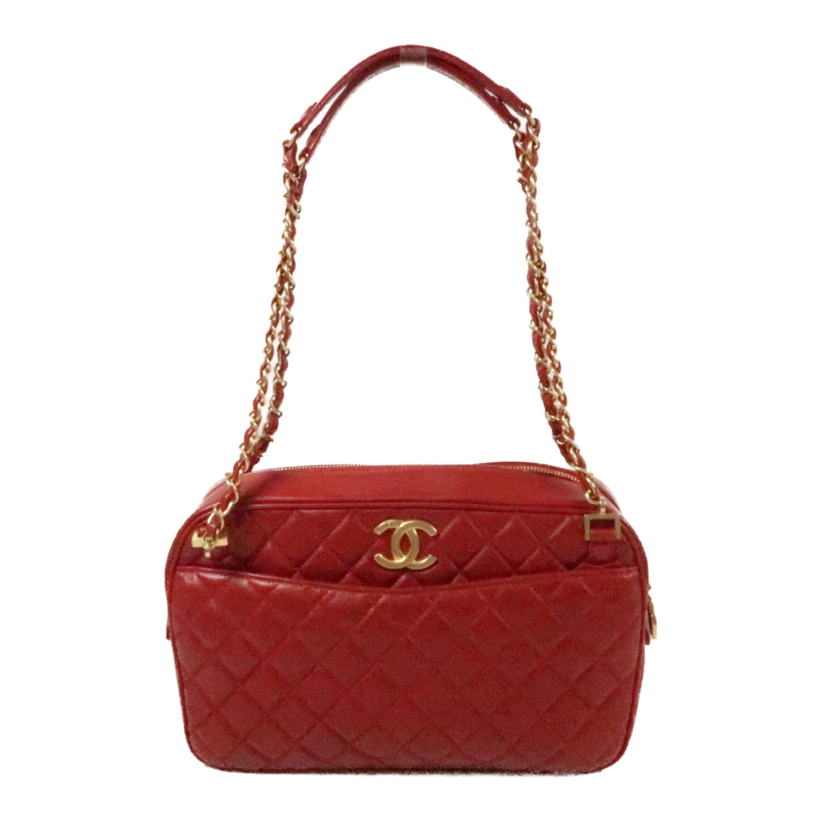 CHANEL 羊皮皮革Chain Shoulder Bag金扣鏈帶手挽肩背袋