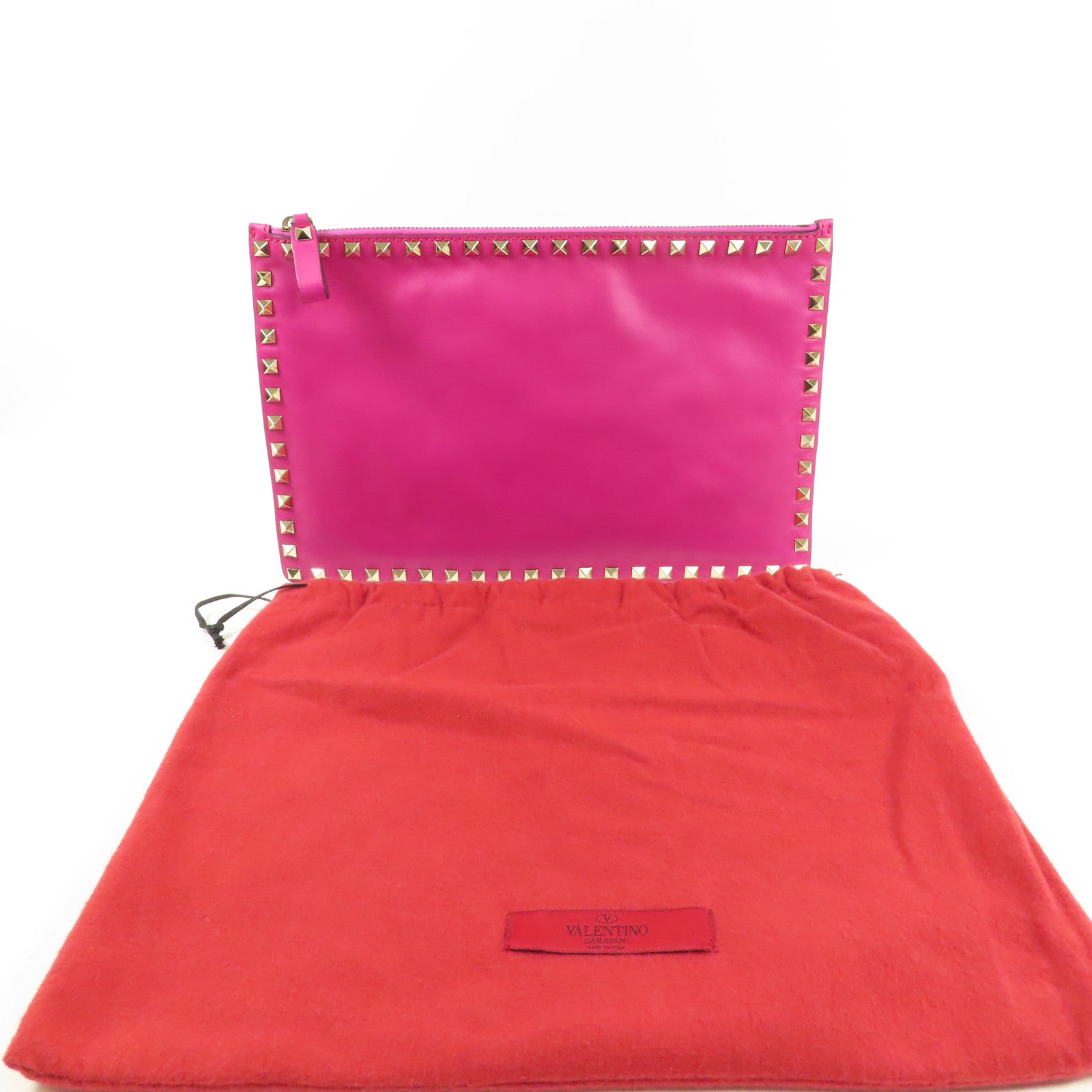 Valentino GHW Hand Bag Clutch Calfskin Leather JW2P0269BOL Pink