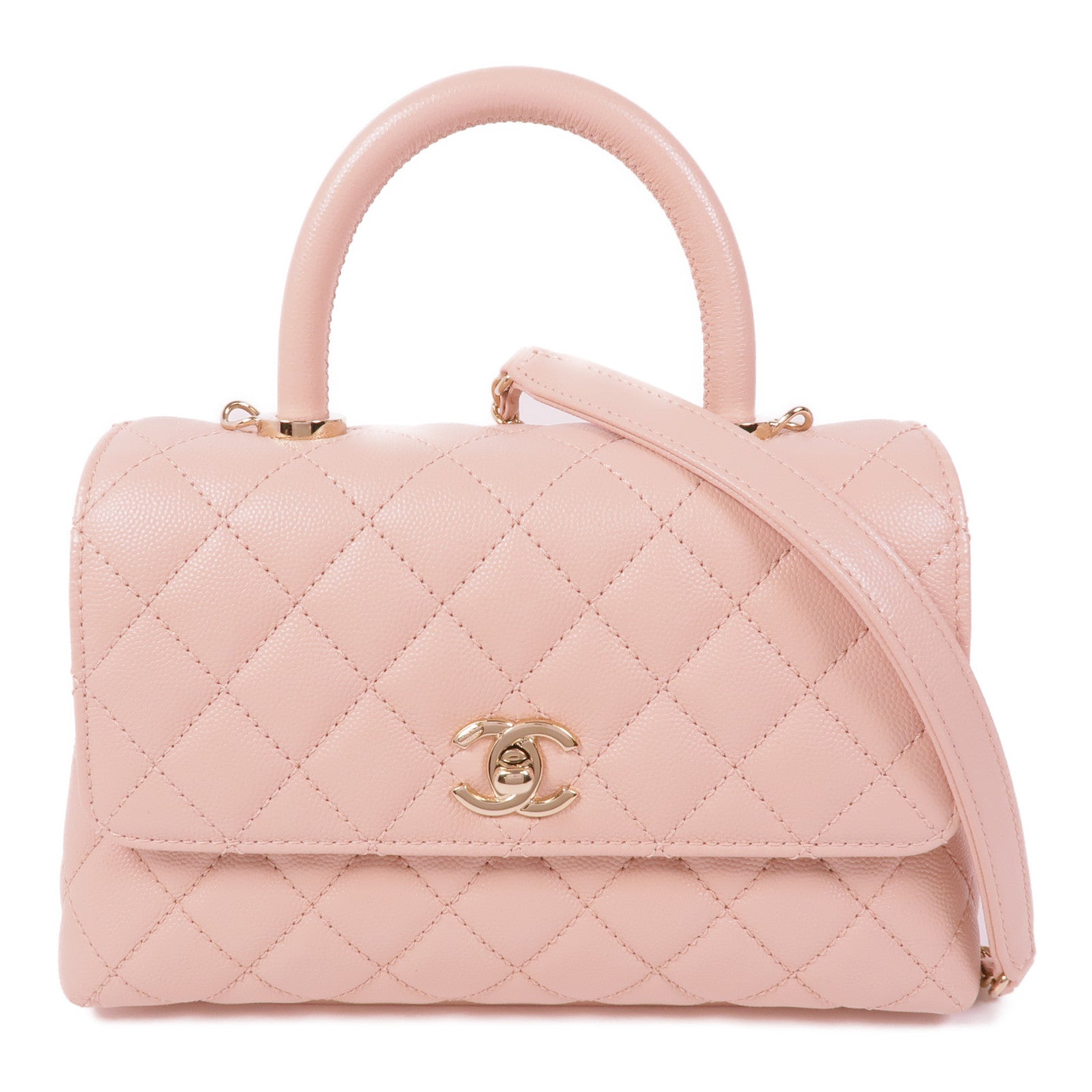 CHANEL 牛皮皮革Coco Handle Small金扣手挽肩背兩用袋