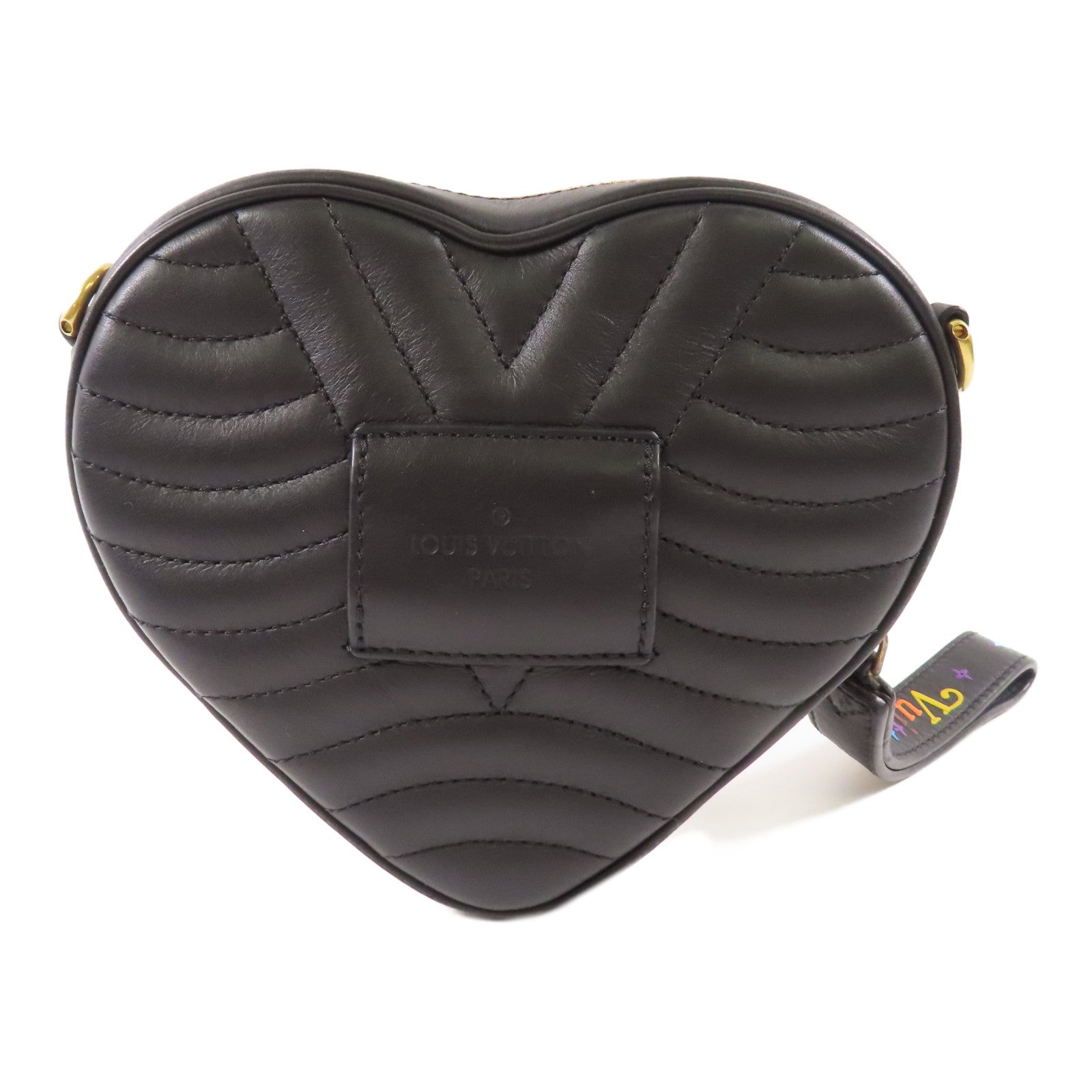 LOUIS VUITTON 牛皮皮革New Wave Heart Bag金扣肩背袋黑色