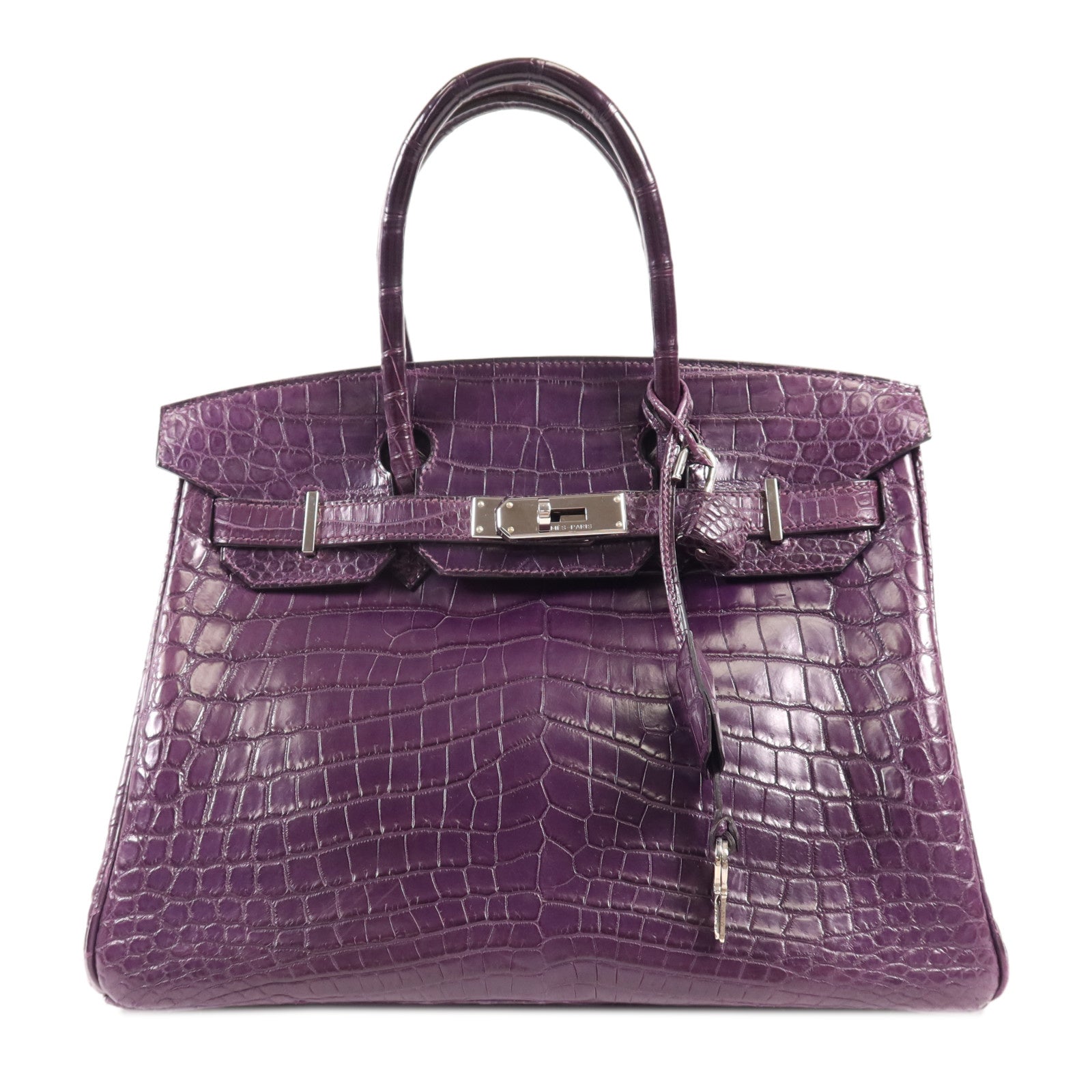 HERMES 鱷魚皮革Birkin 30銀扣手挽袋Amethyst