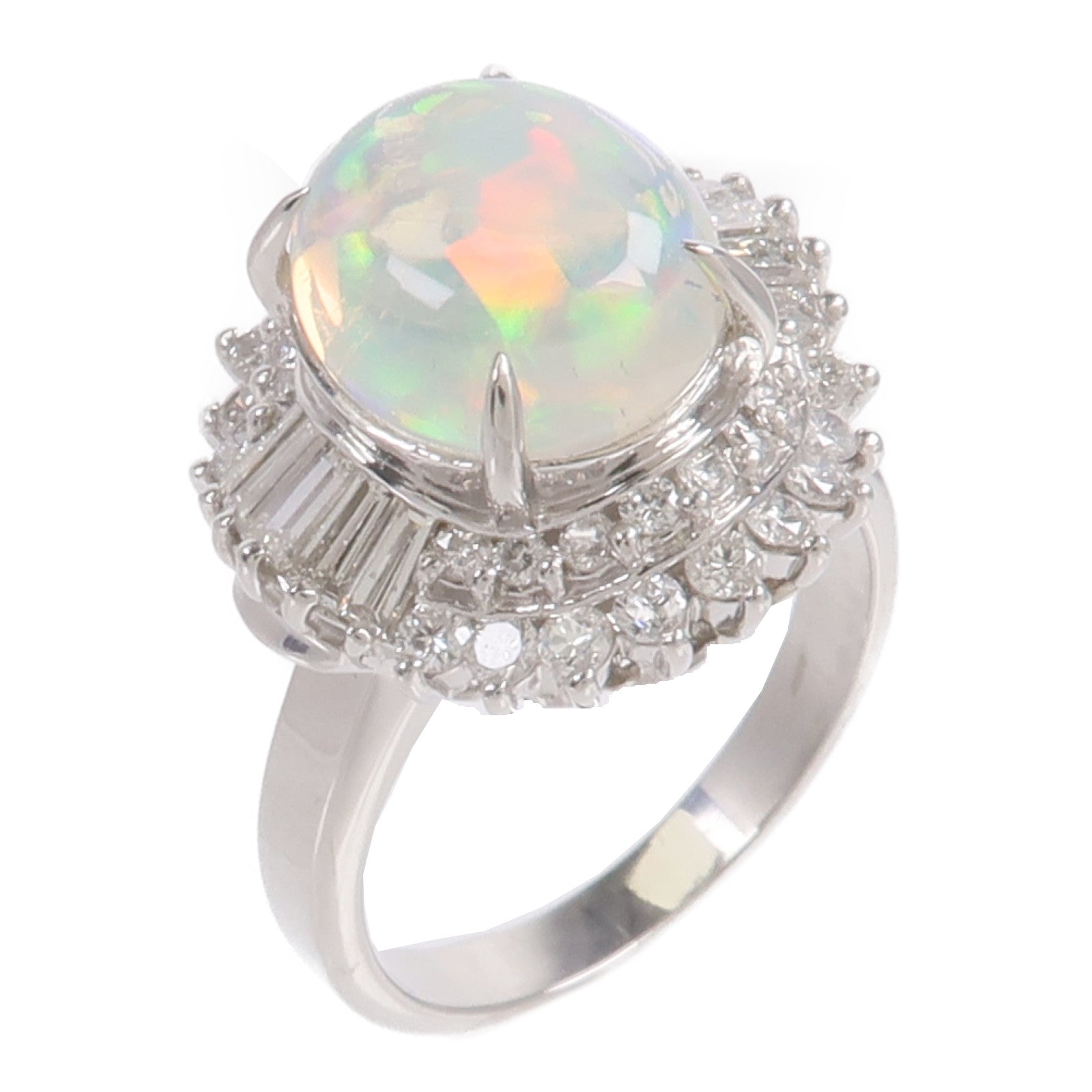 JEWELRY PT900鉑金Opal Diamond Ring蛋白石/鑽石戒指