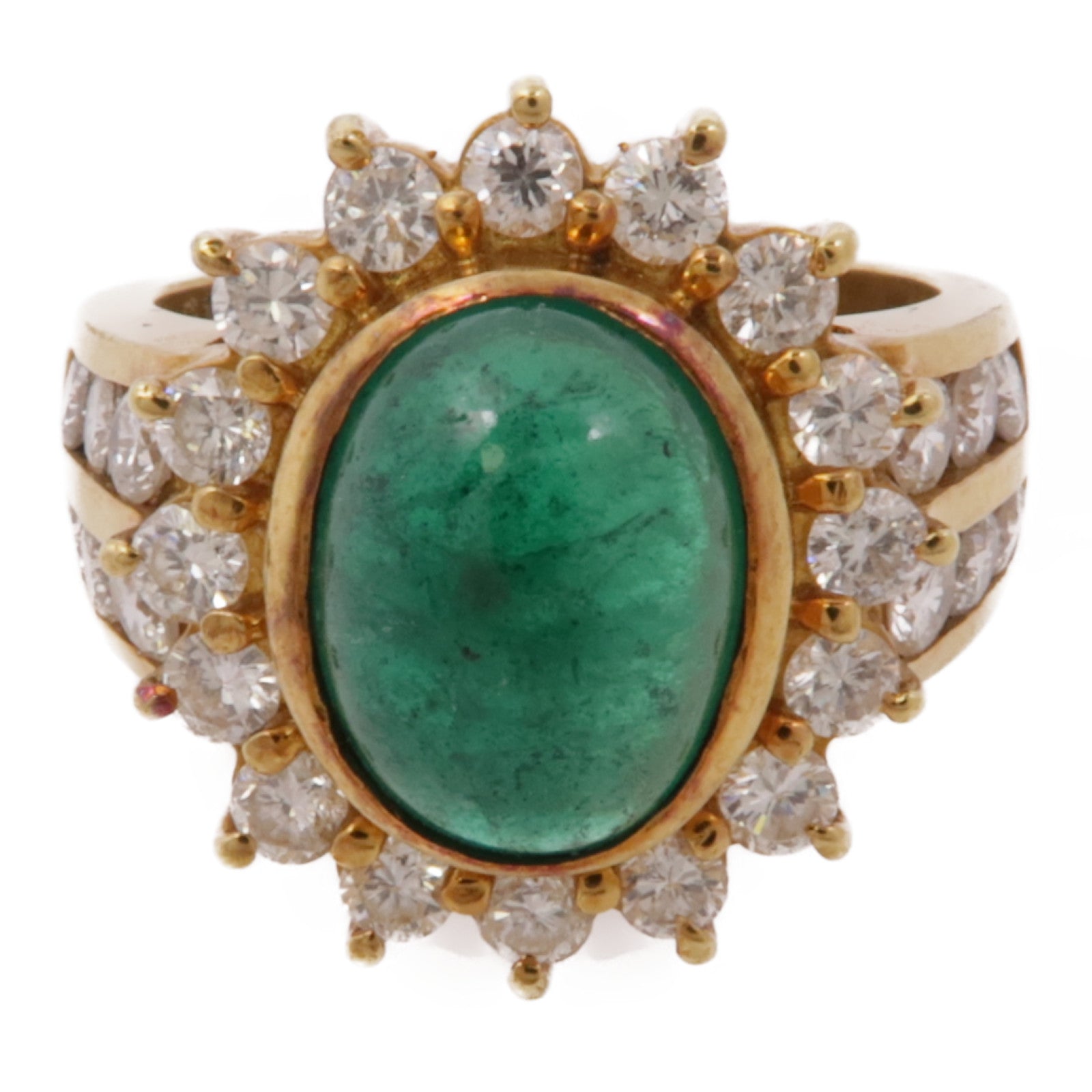 JEWELRY Emerald Diamond Ring 18K Yellow Gold US#6.25