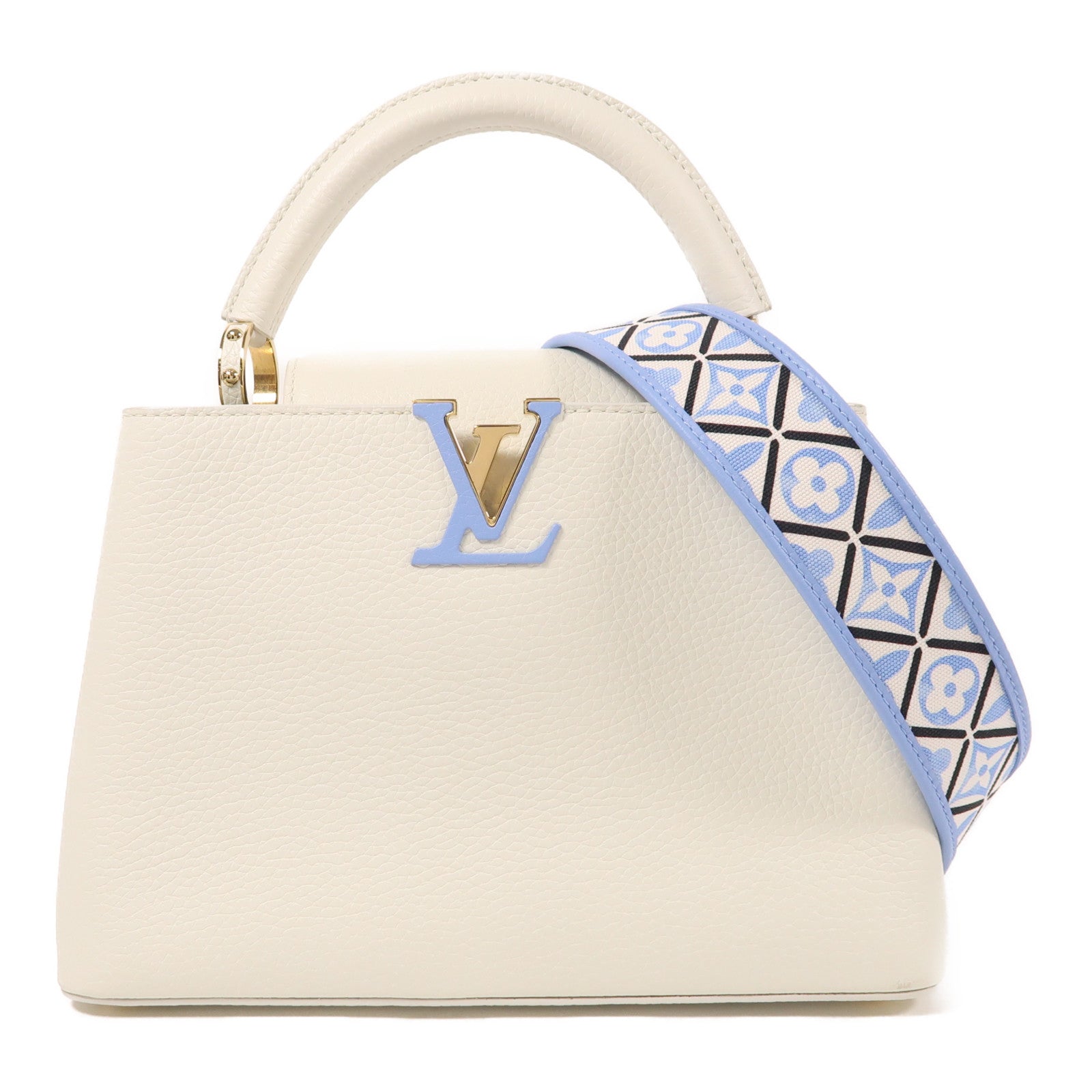 LOUIS VUITTON Taurillon Capucines BB金扣手挽肩背兩用袋