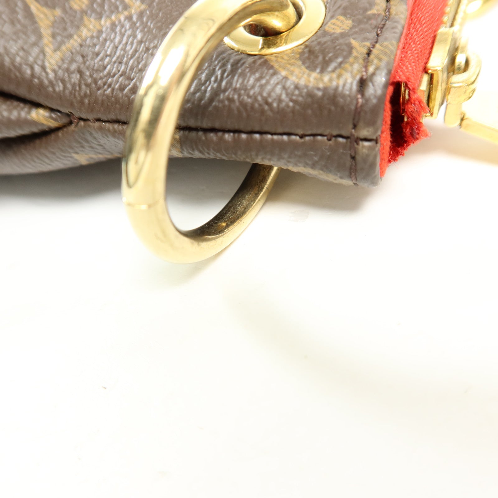 LOUIS VUITTON Monogram Pallas金扣手挽肩背兩用袋棕色/紅色