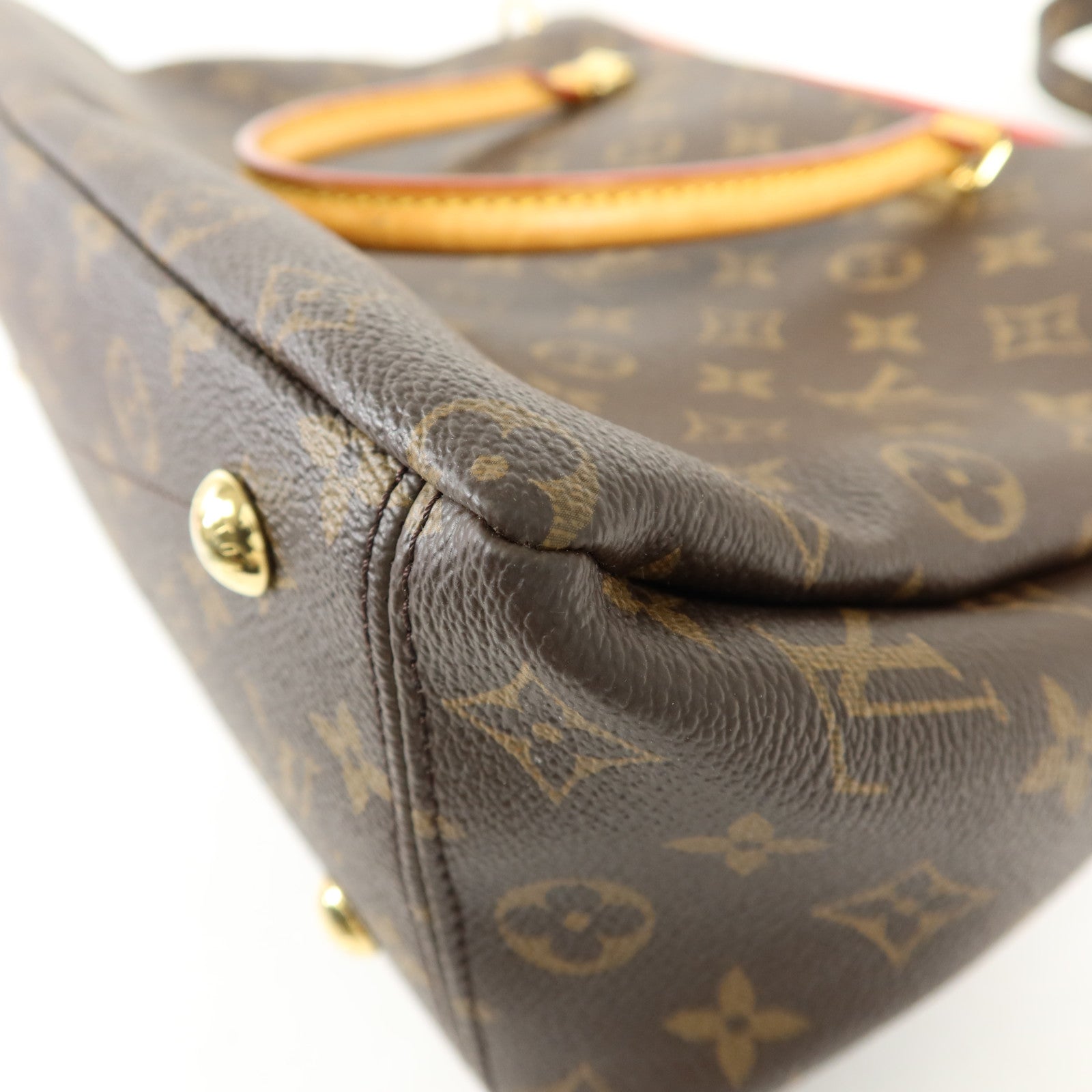 LOUIS VUITTON Monogram Pallas金扣手挽肩背兩用袋棕色/紅色