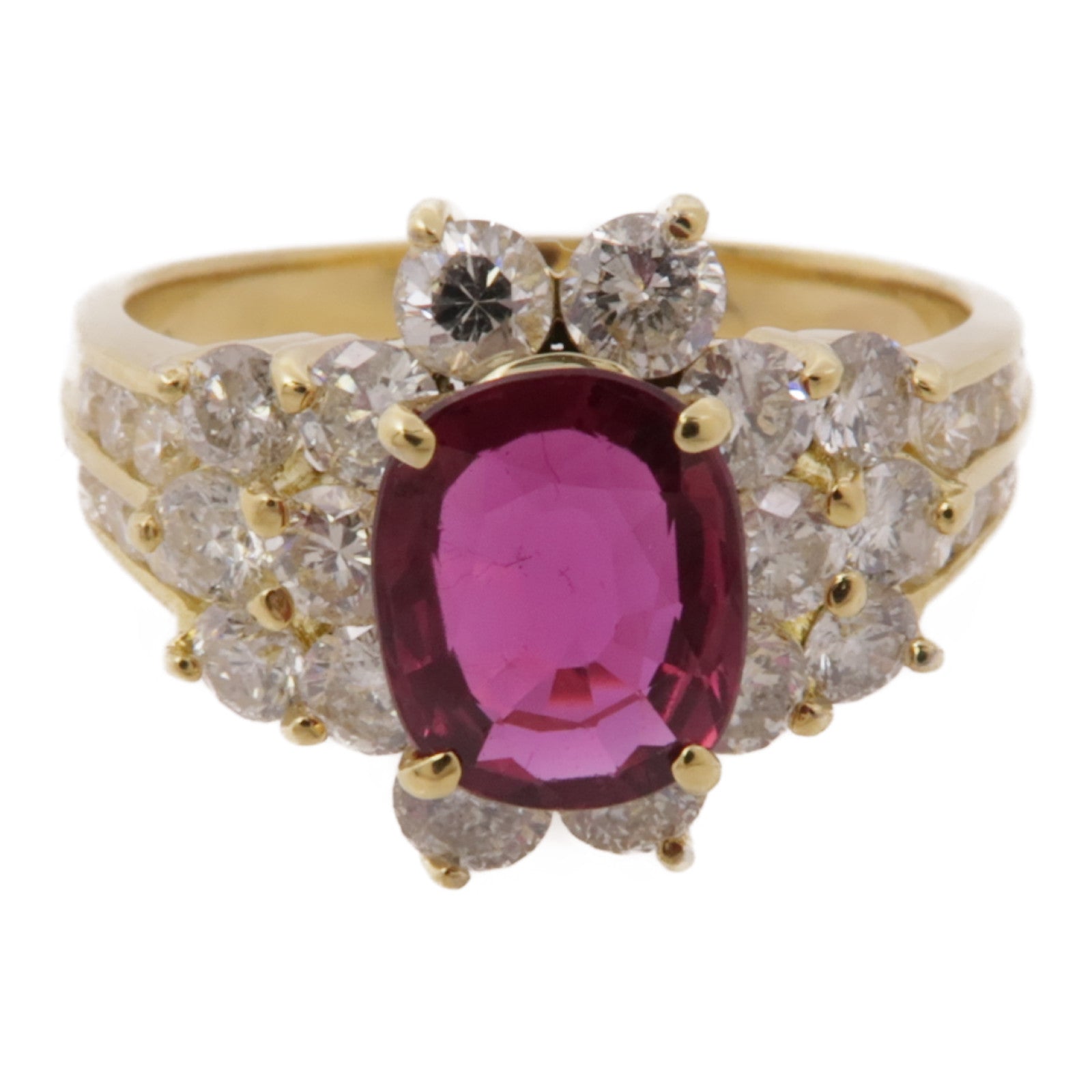 JEWELRY Ruby Diamond Ring 18K Yellow Gold US#6