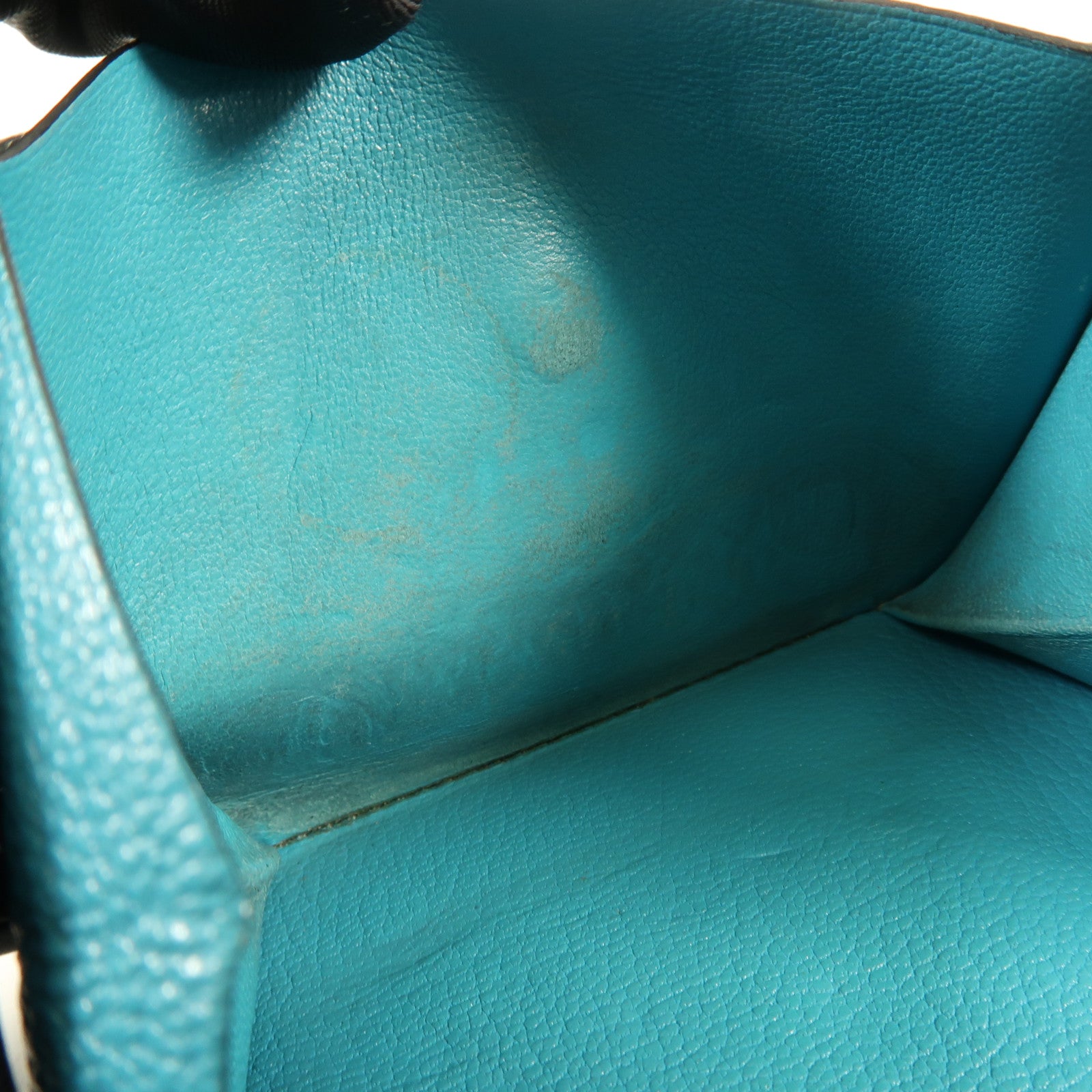 HERMES Chevre皮革Buckle Wallet銀扣錢包Bleu Paon