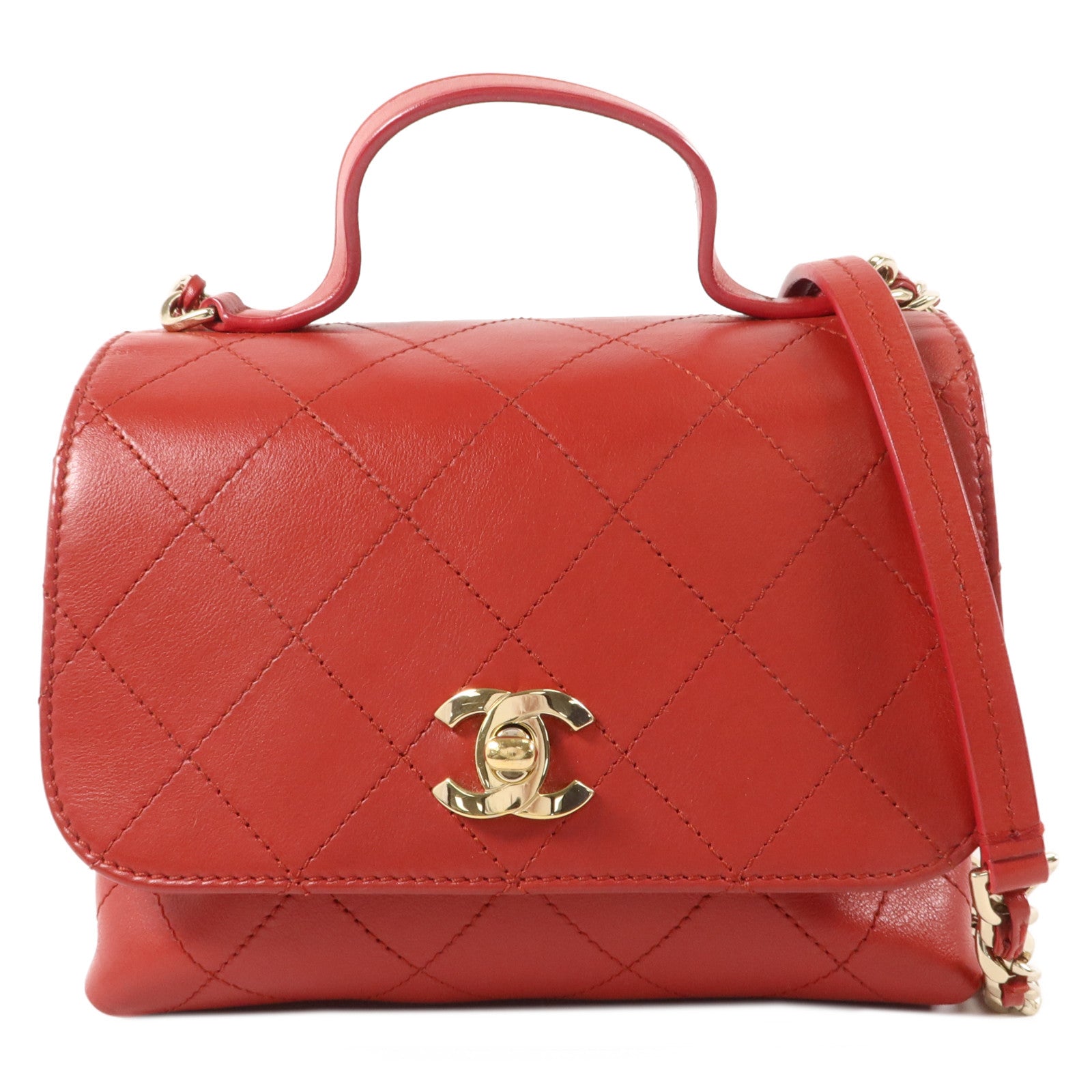 CHANEL 牛皮皮革Double Pocket Top Handle手挽肩背兩用袋