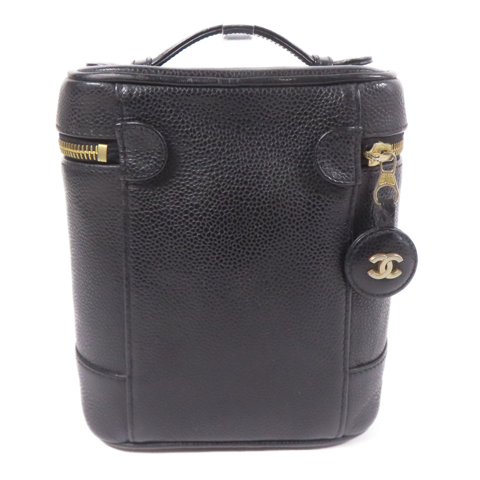 CHANEL CC GHW Vintage Vanity Handbag Calfskin Leather Black