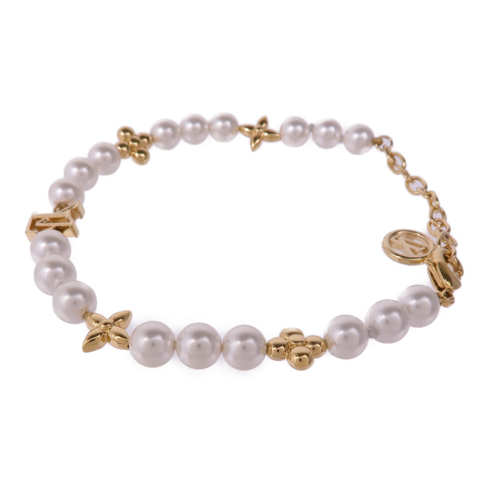 LOUIS VUITTON PVC/金屬My LV Pearl Bracelet手鏈
