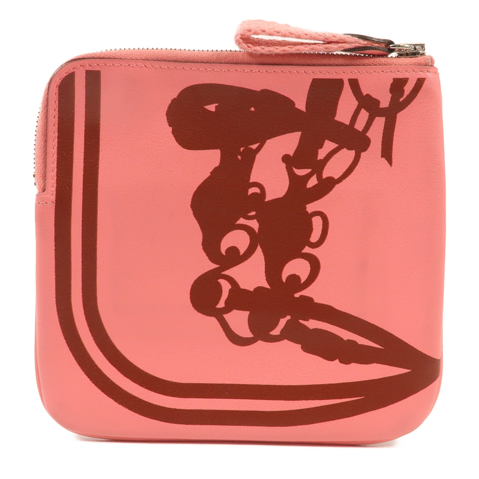 HERMES Swift皮革Carrie Pocket Pouch銀扣零錢包Pink