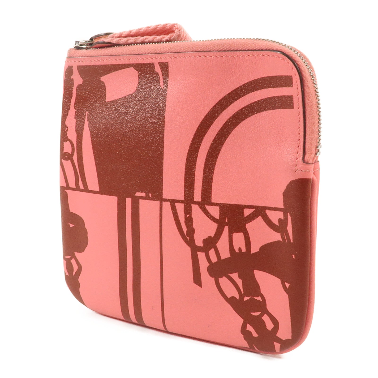 HERMES Swift皮革Carrie Pocket Pouch銀扣零錢包Pink