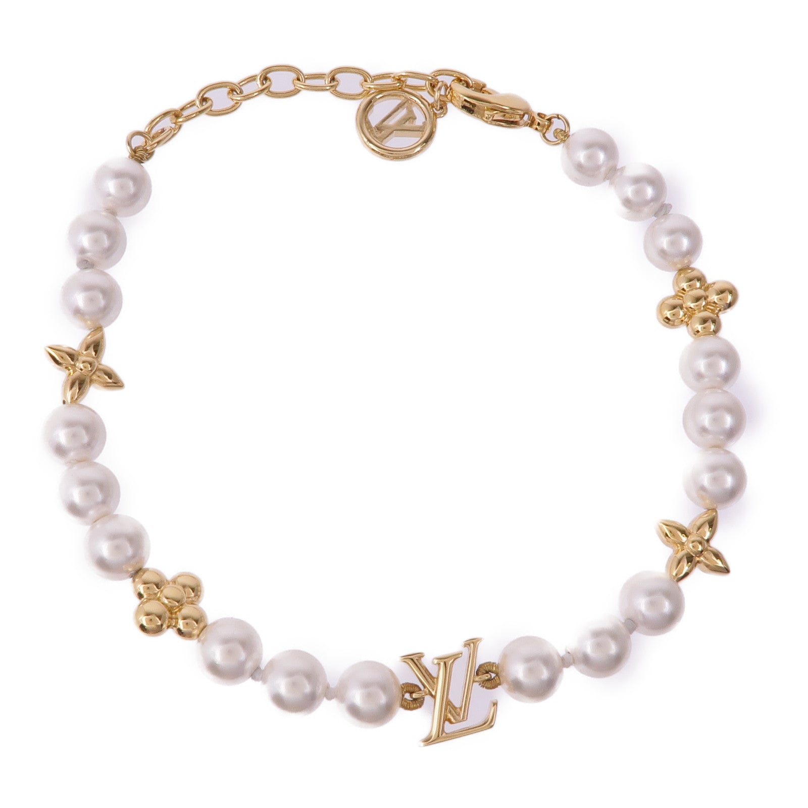 LOUIS VUITTON PVC/金屬My LV Pearl Bracelet手鏈