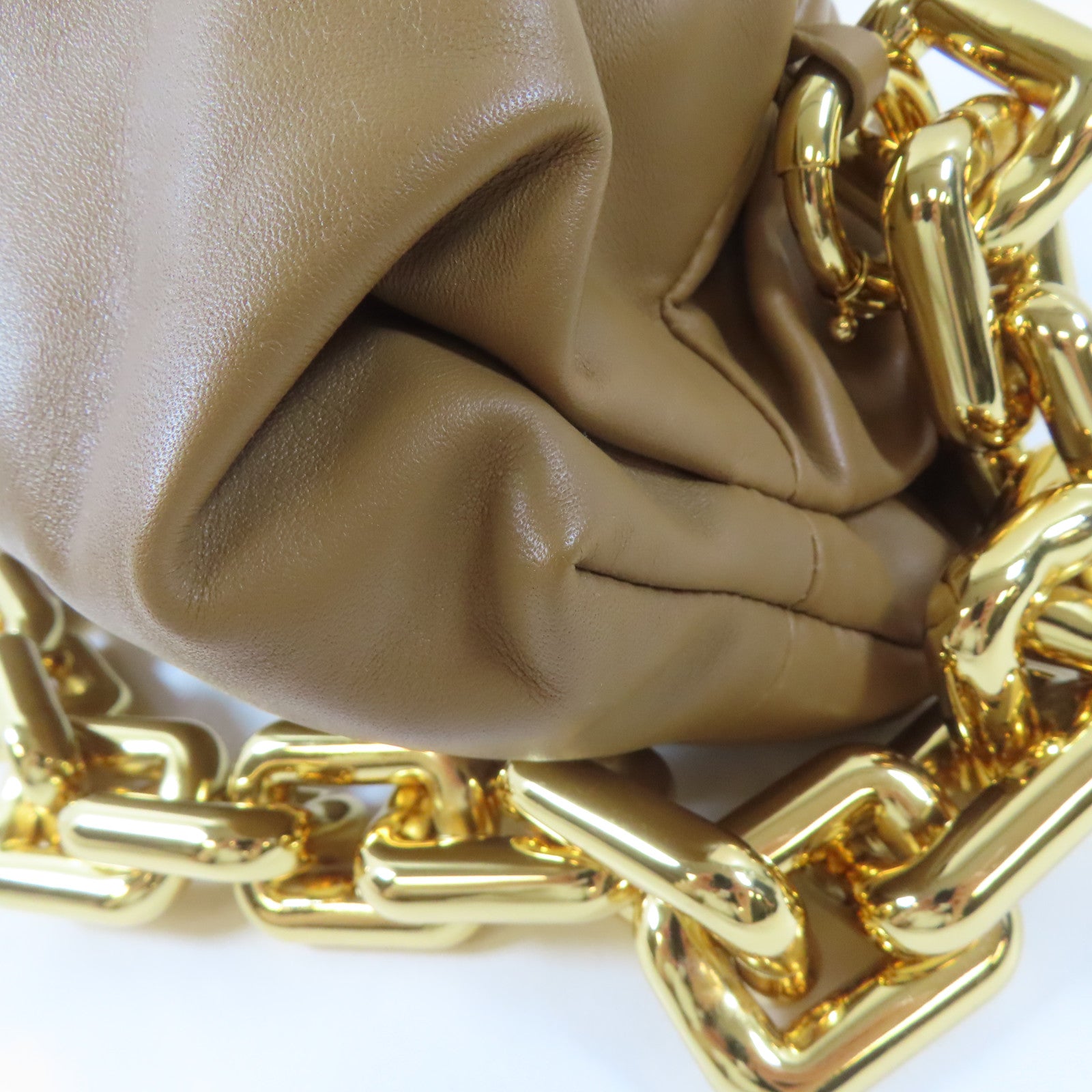 BOTTEGA VENETA 【激減優惠】牛皮皮革Chain Shoulder Bag金扣肩背袋啡色