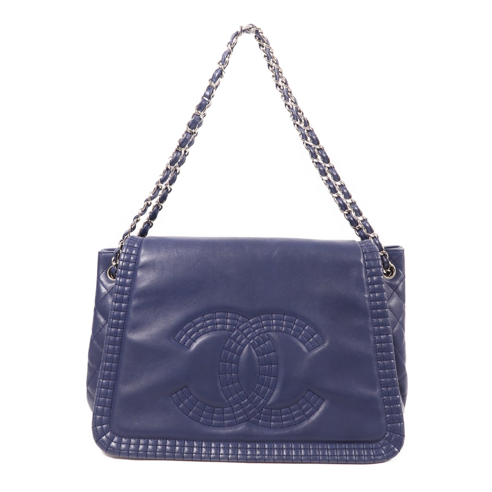 CHANEL 牛皮皮革Shoulder Bag銀扣鏈帶肩背袋