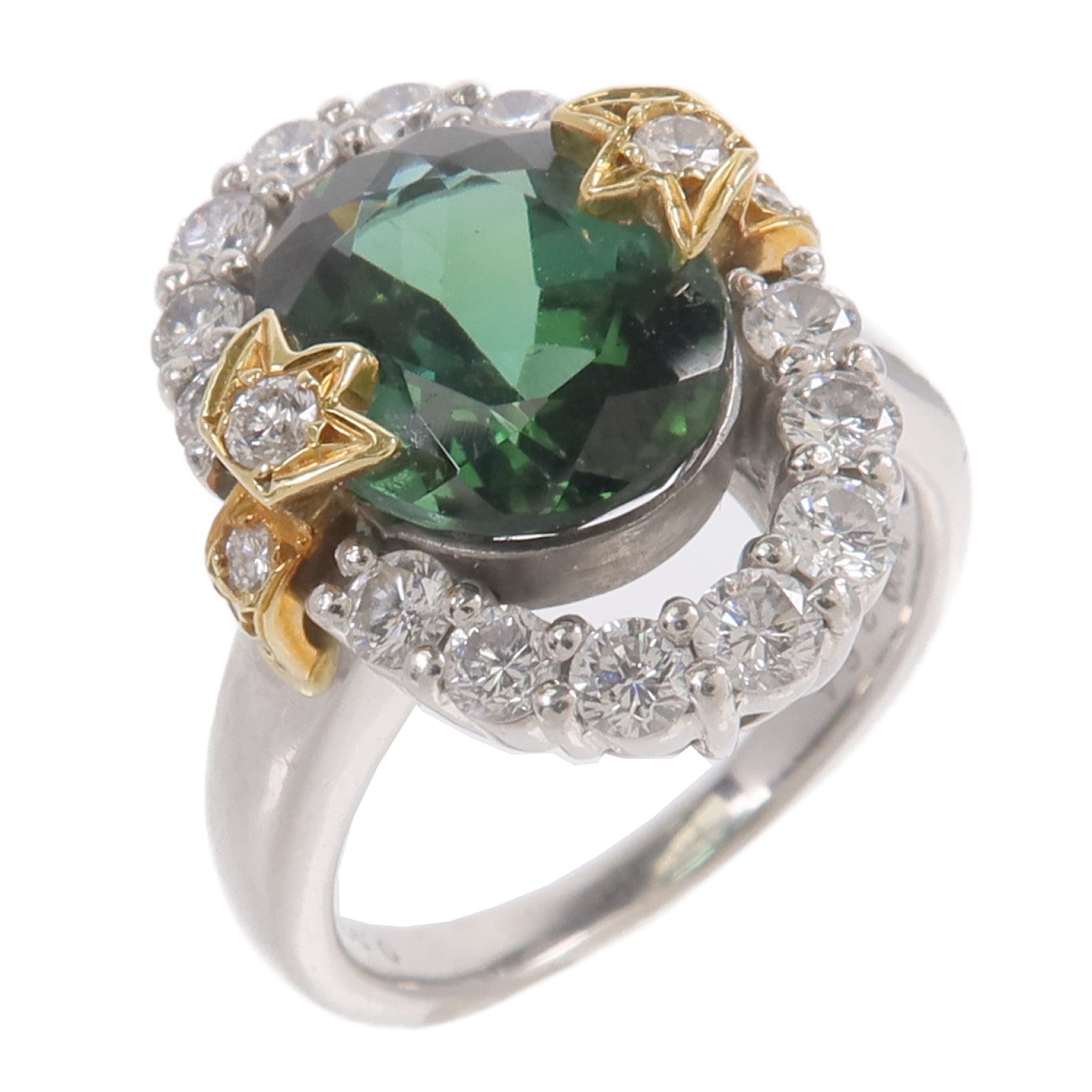 JEWELRY 18K黃金/PT900鉑金Tourmaline Diamond Ring碧璽/鑽石戒指