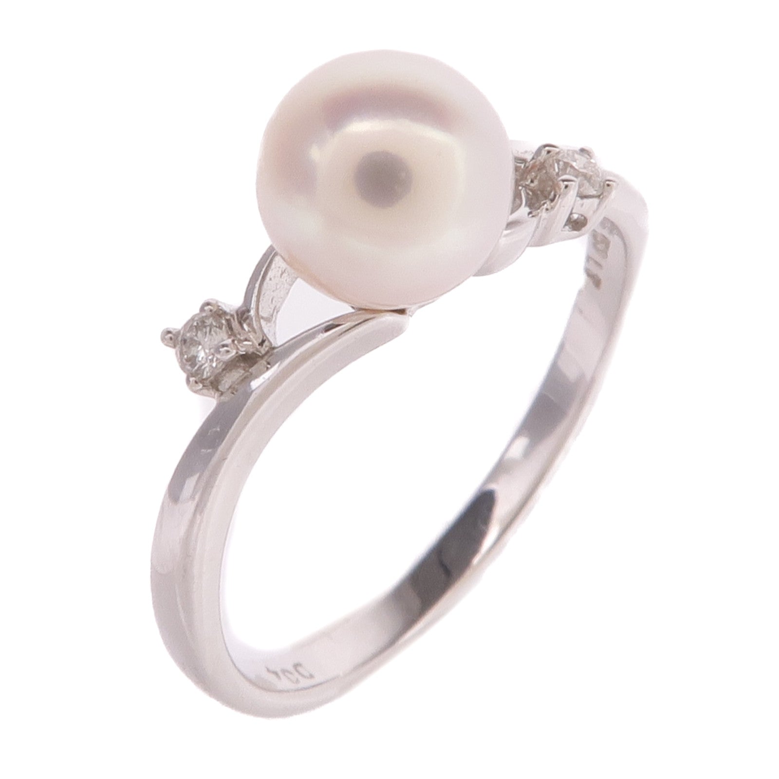 JEWELRY 【激減優惠】18K白金Pearl Diamond Ring珍珠/鑽石戒指US#6