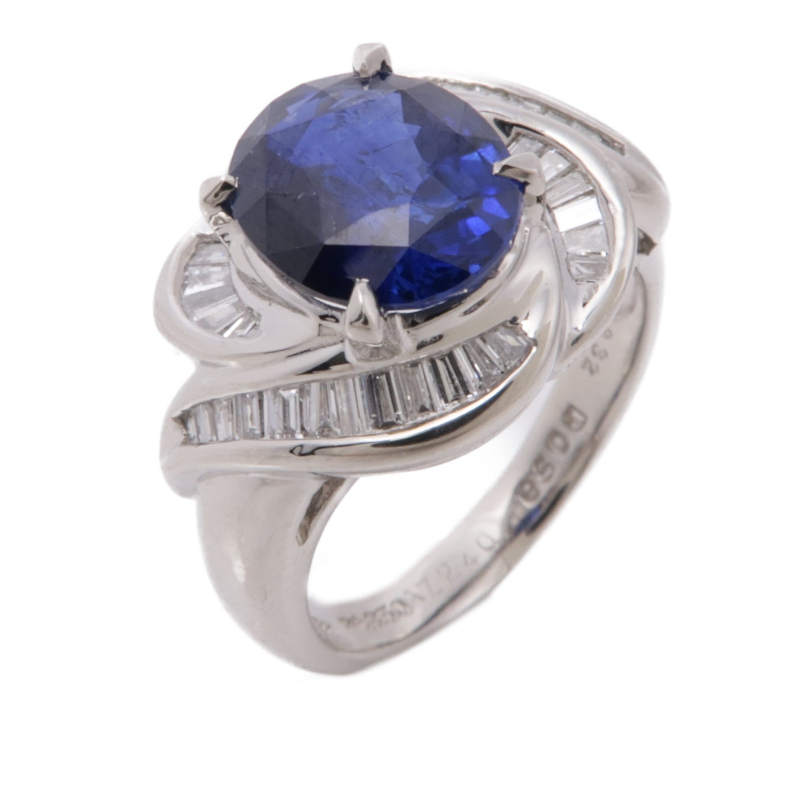 JEWELRY 【激減優惠】PT950鉑金Sapphire Diamond Ring藍寶石/鑽石US#6