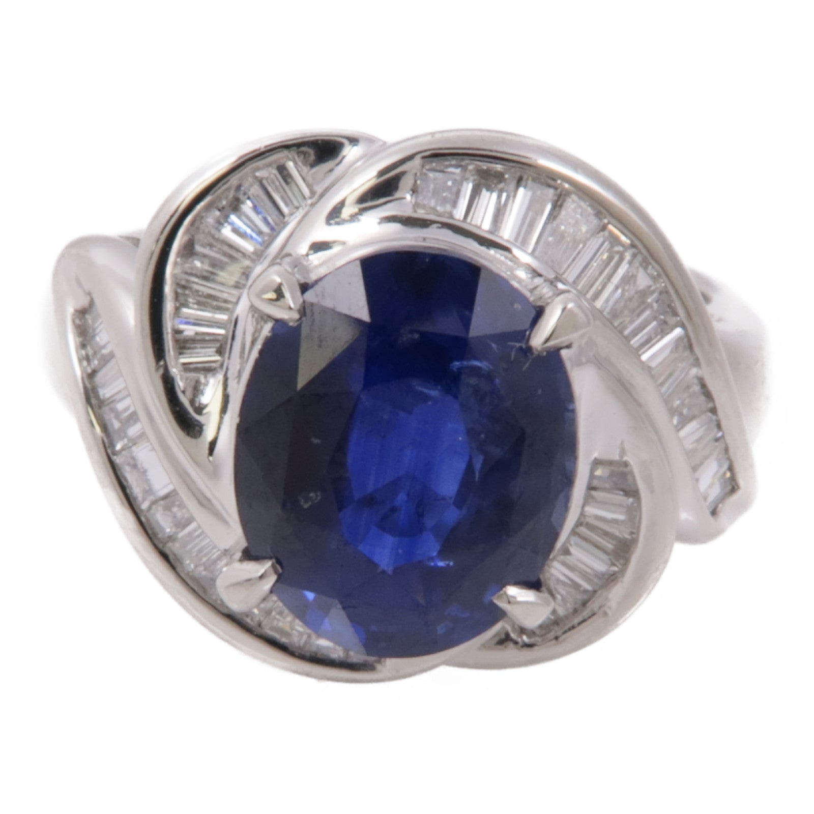 JEWELRY 【激減優惠】PT950鉑金Sapphire Diamond Ring藍寶石/鑽石US#6