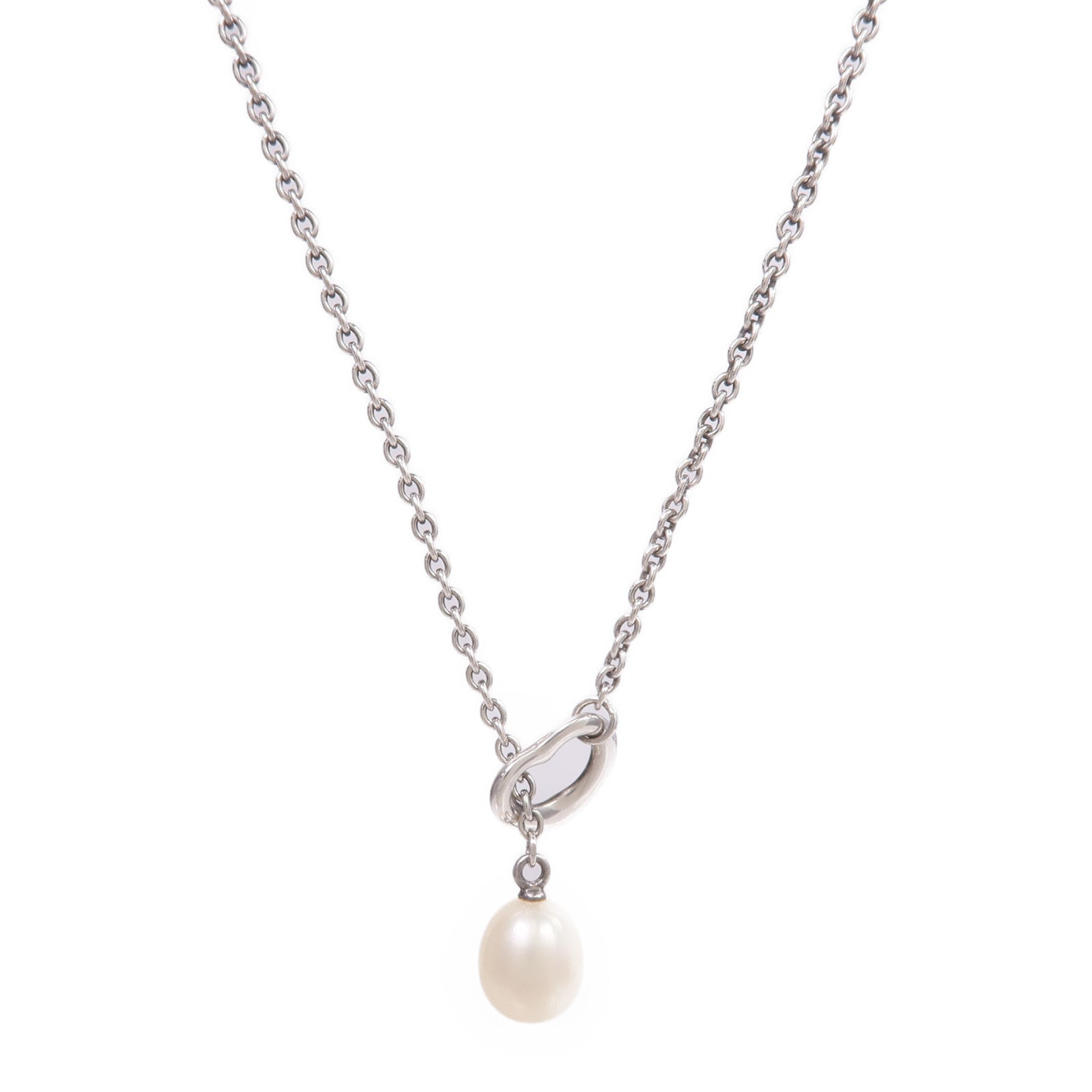 TIFFANY&CO 925純銀Open Heart Lariat Necklace珍珠項鍊