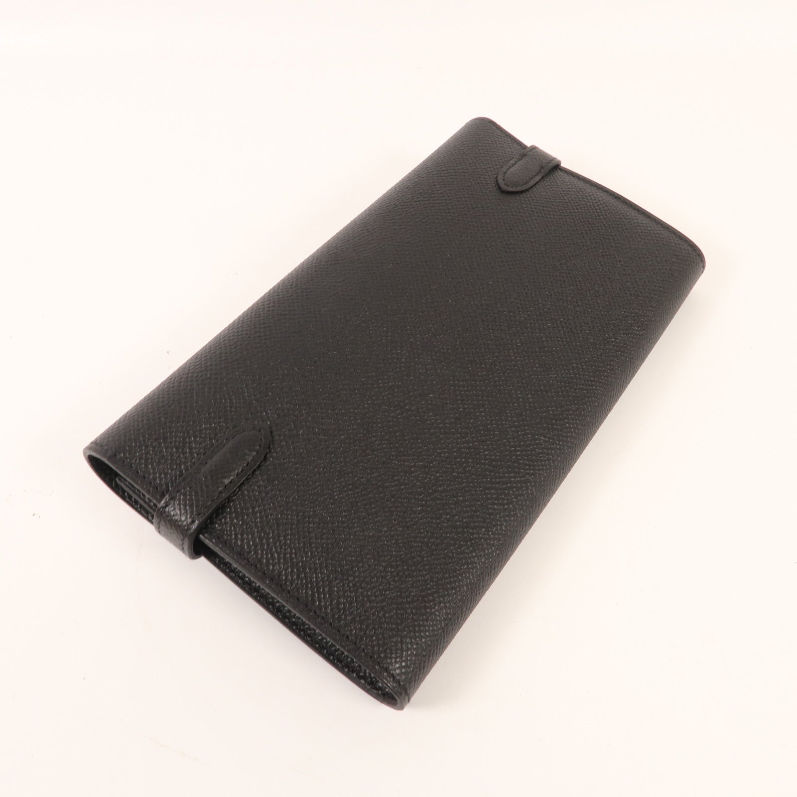 HERMES Epsom皮革Kelly Wallet銀扣長錢包Noir