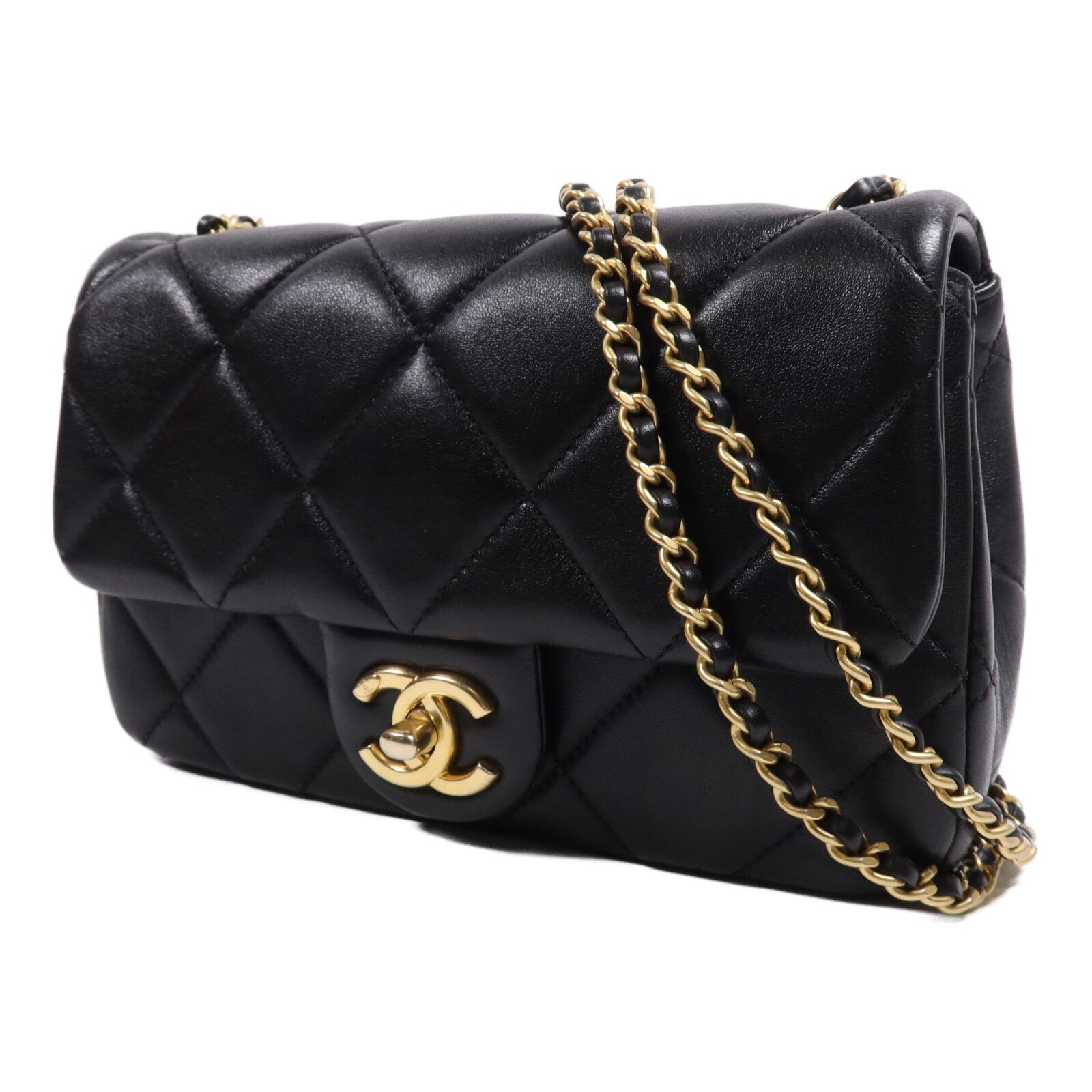 CHANEL 羊皮皮革Chain Shoulder Bag金扣鏈帶肩背袋