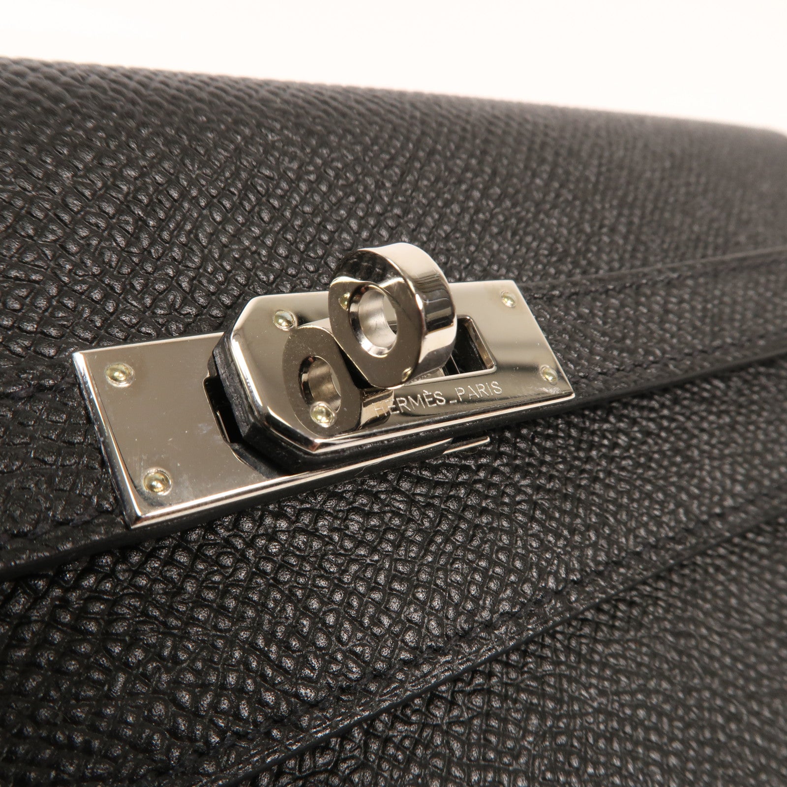 HERMES Epsom皮革Kelly Wallet銀扣長錢包Noir