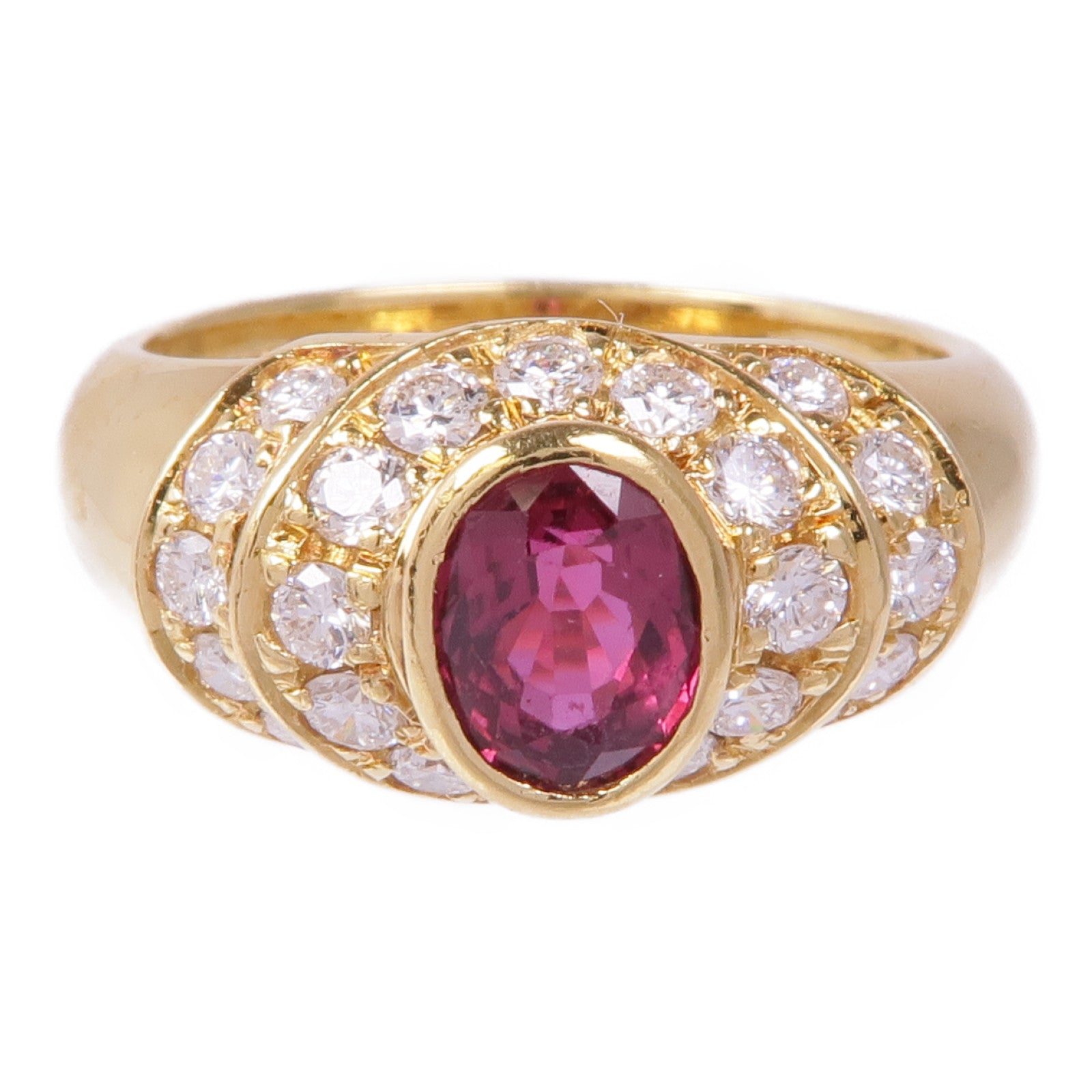 Aquascutum 18K黃金Ruby Diamond Ring紅寶石/鑽石戒指US#5.75
